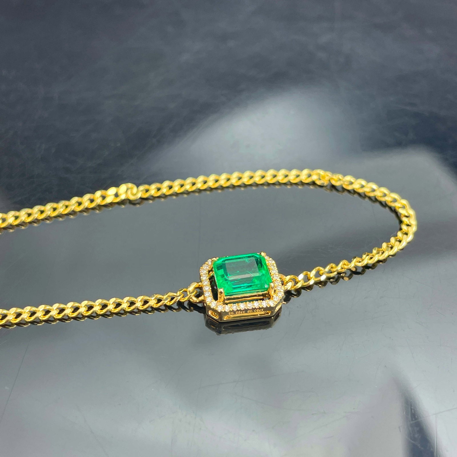 14k Gold 0.88 Ct Vivid Green Natural Emerald & Diamond Bracelet (1 of 6)