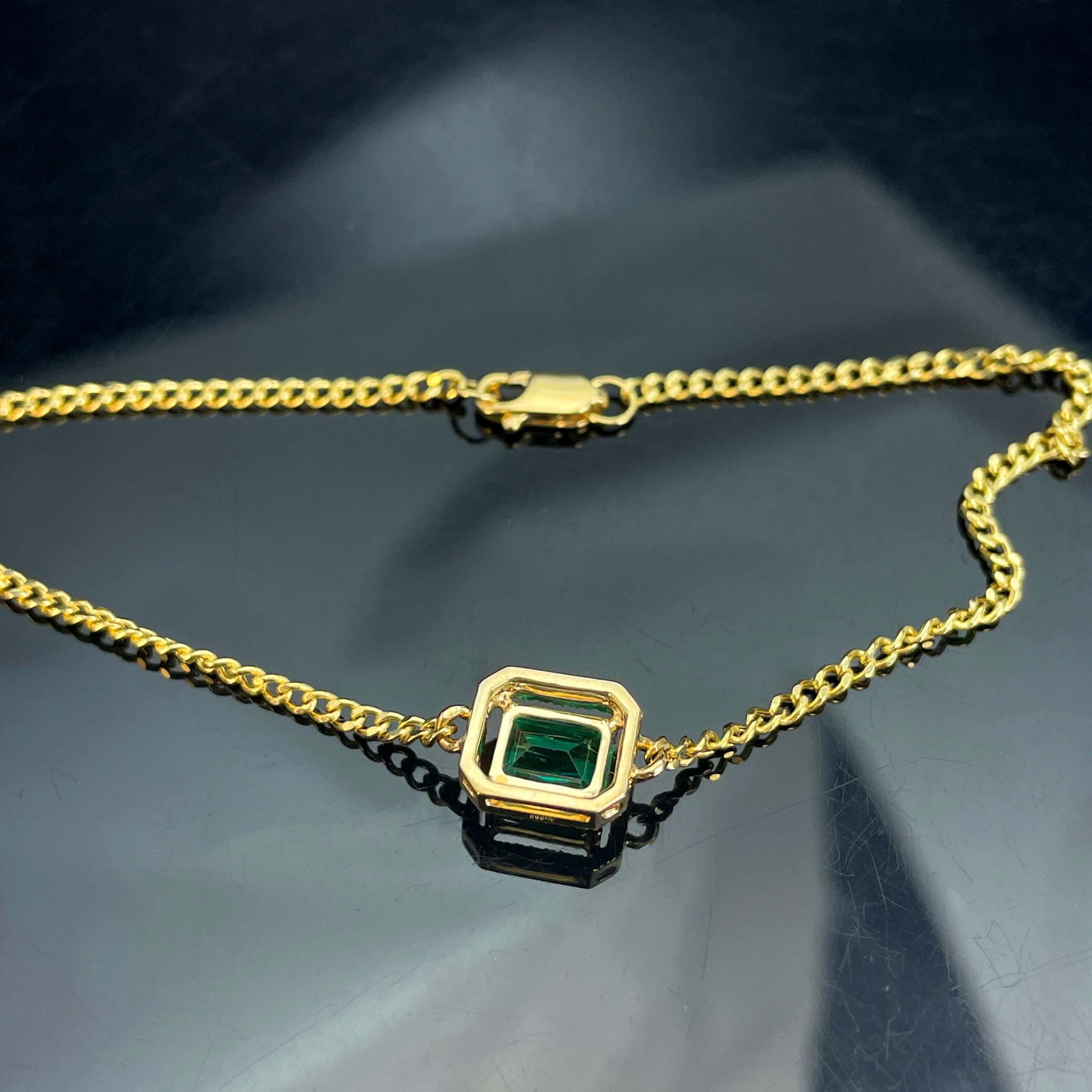 14k Gold 0.88 Ct Vivid Green Natural Emerald & Diamond Bracelet - 3