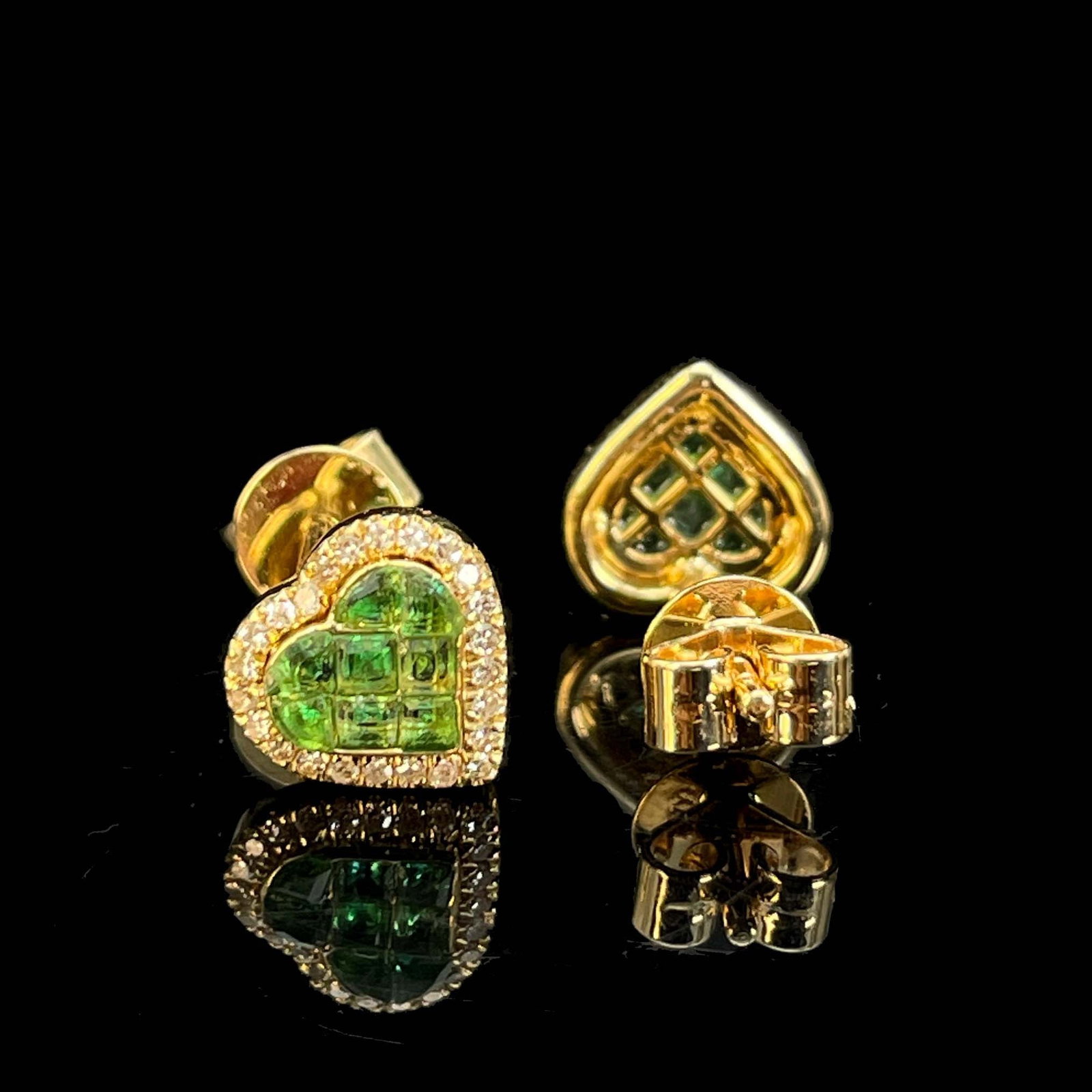 14k Gold 0.6 Ctw Natural Tsavorite & Diamond Earrings - 4
