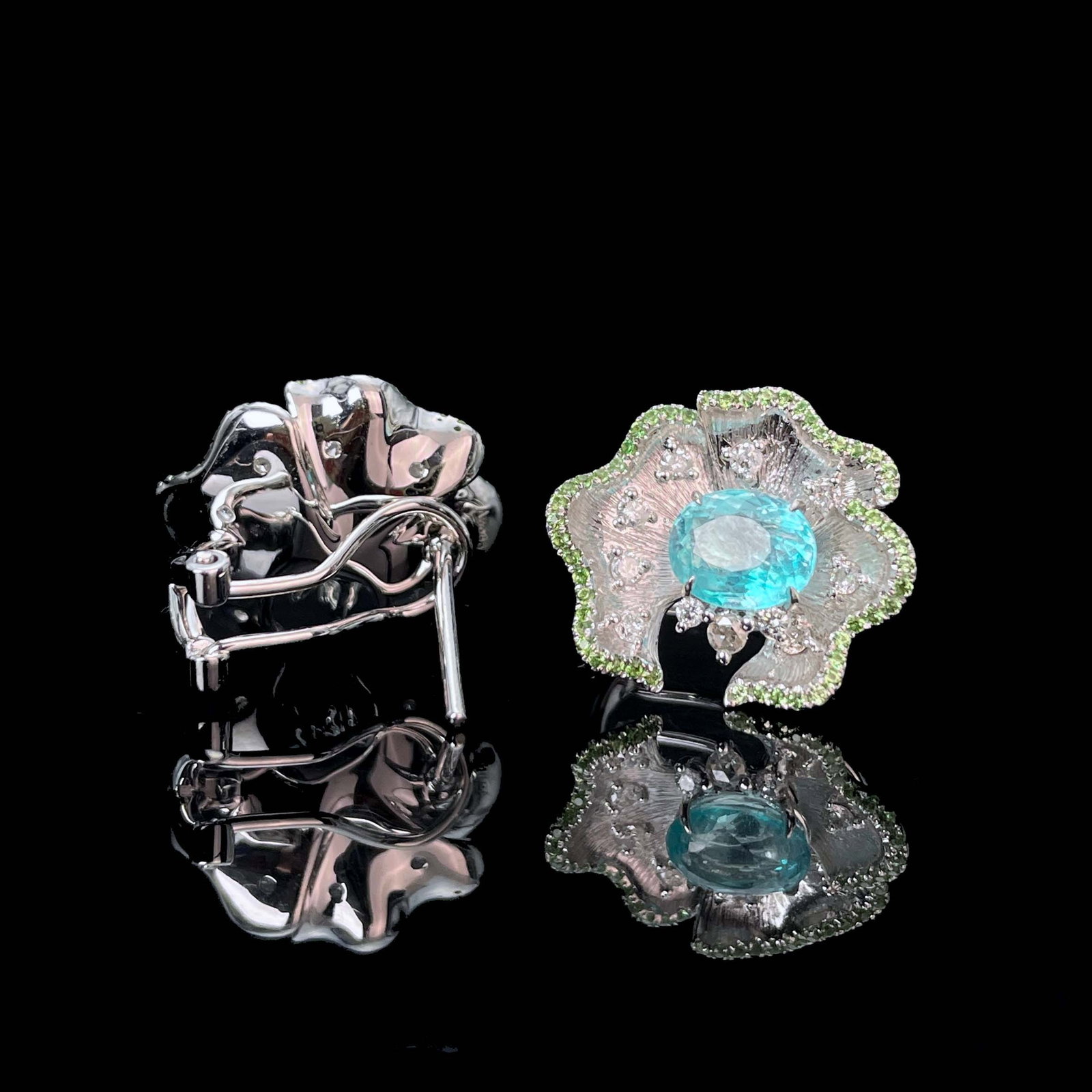 14k Gold 2.50 Ctw Natural Paraiba Tourmaline & Diamond Earrings - 3