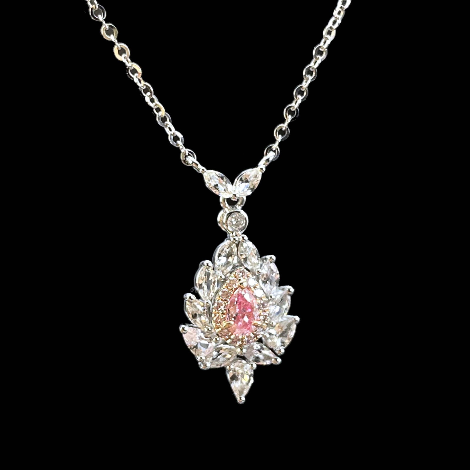 14k Gold 0.74 Ctw Natural Pink Diamond & Sapphire Necklace - 2
