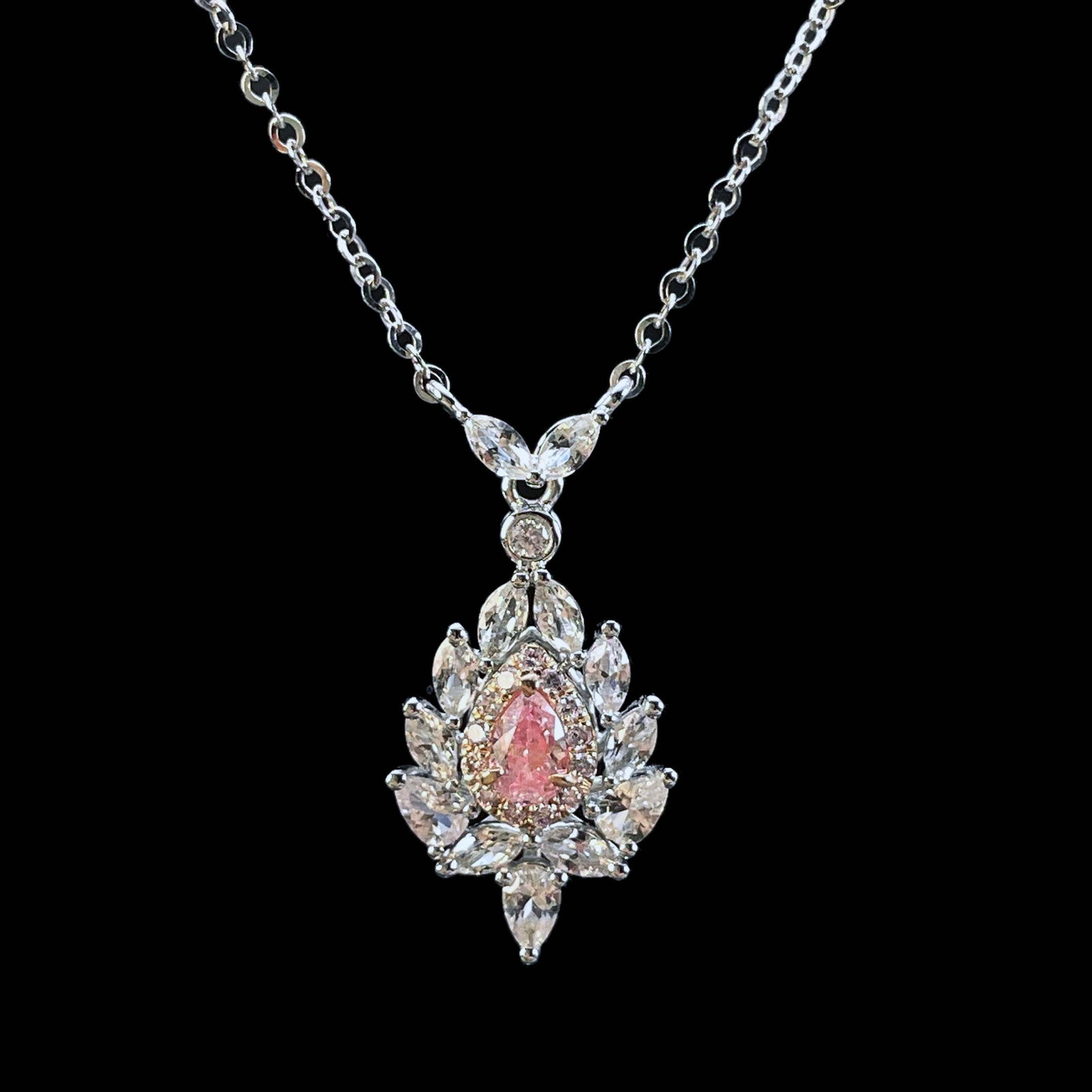 14k Gold 0.74 Ctw Natural Pink Diamond & Sapphire Necklace - 5