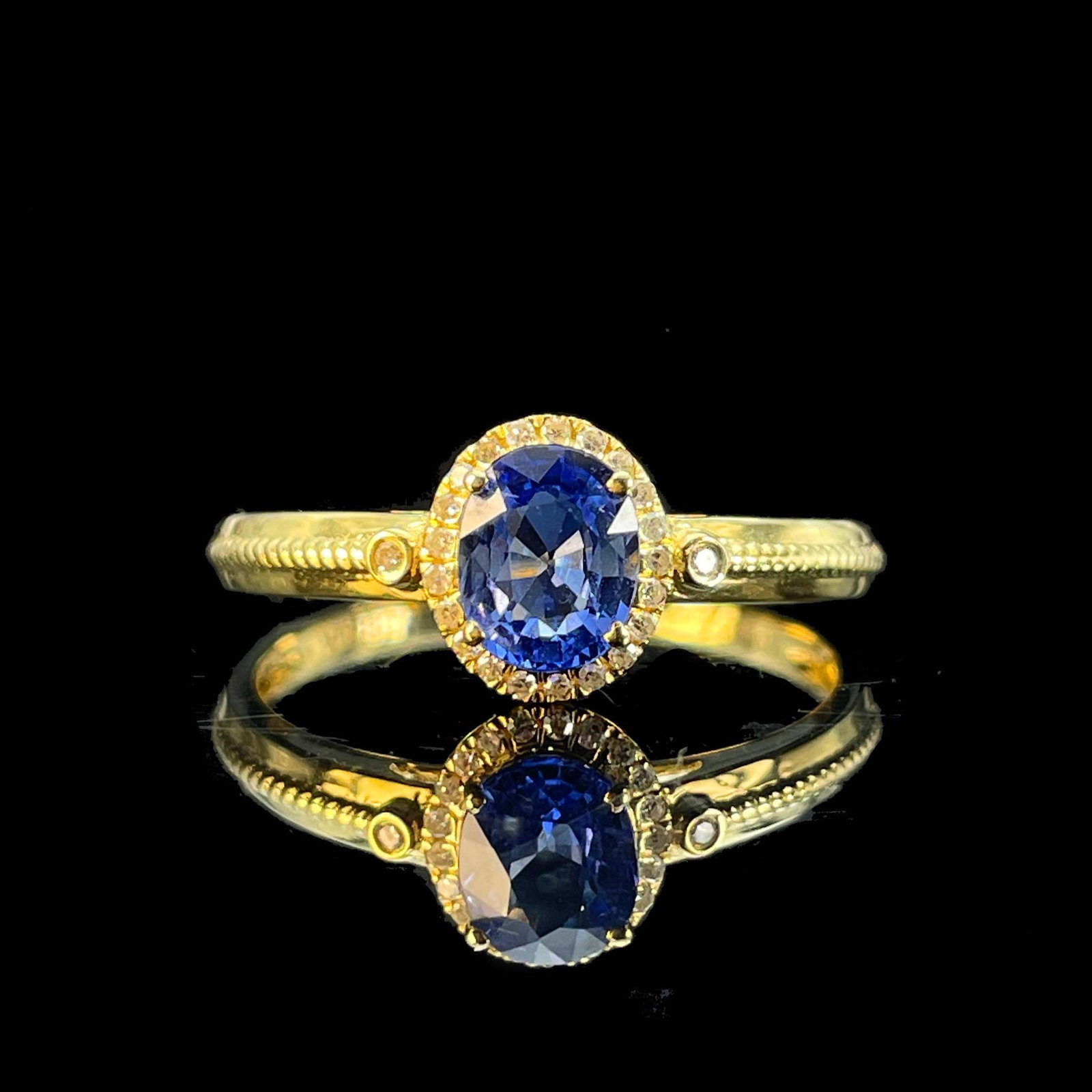 14k Gold 0.90 Ctw Natural Sapphire & Diamond Ring (1 of 6)