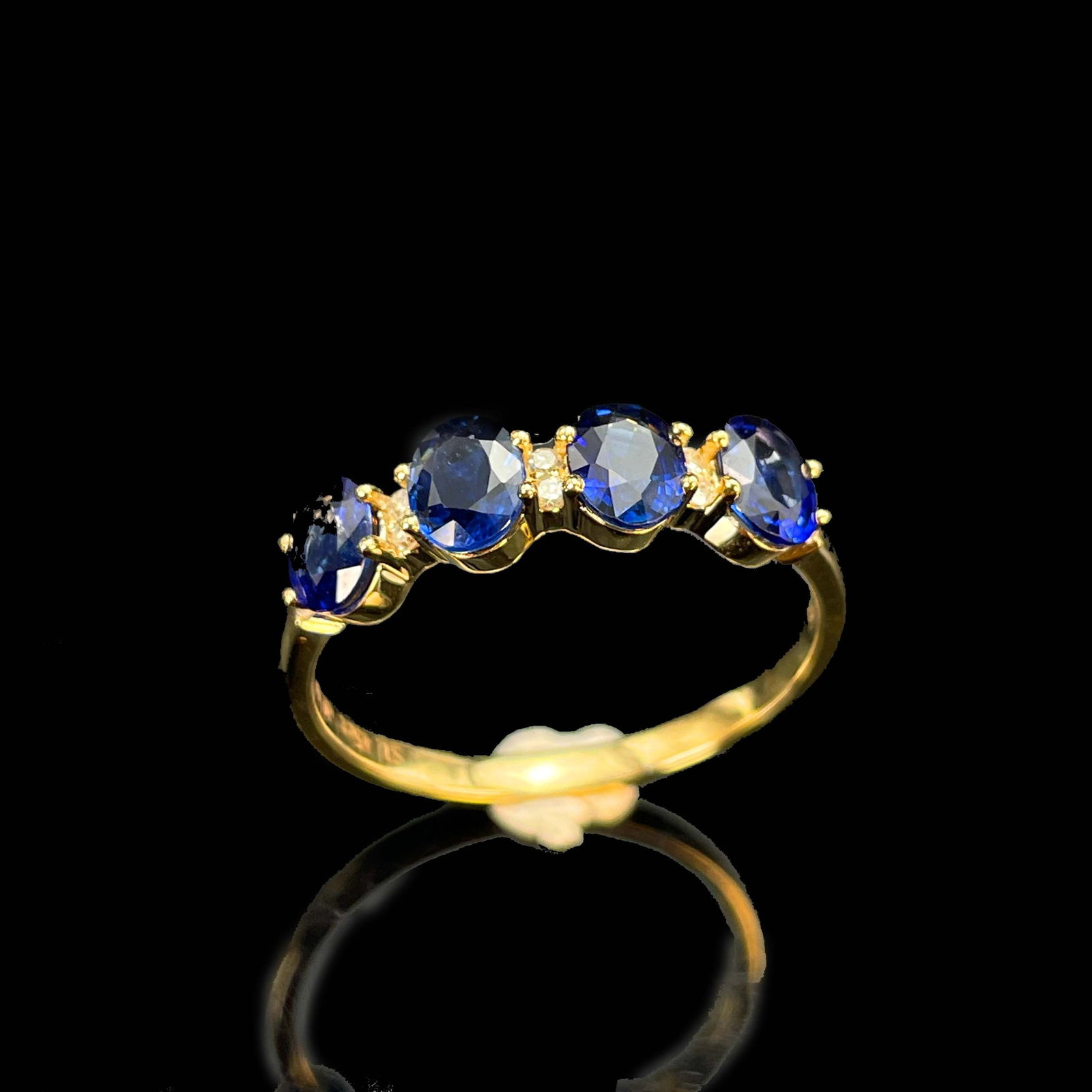 14k Gold 1.45 Ct Natural Sapphire & Diamond Ring - 4