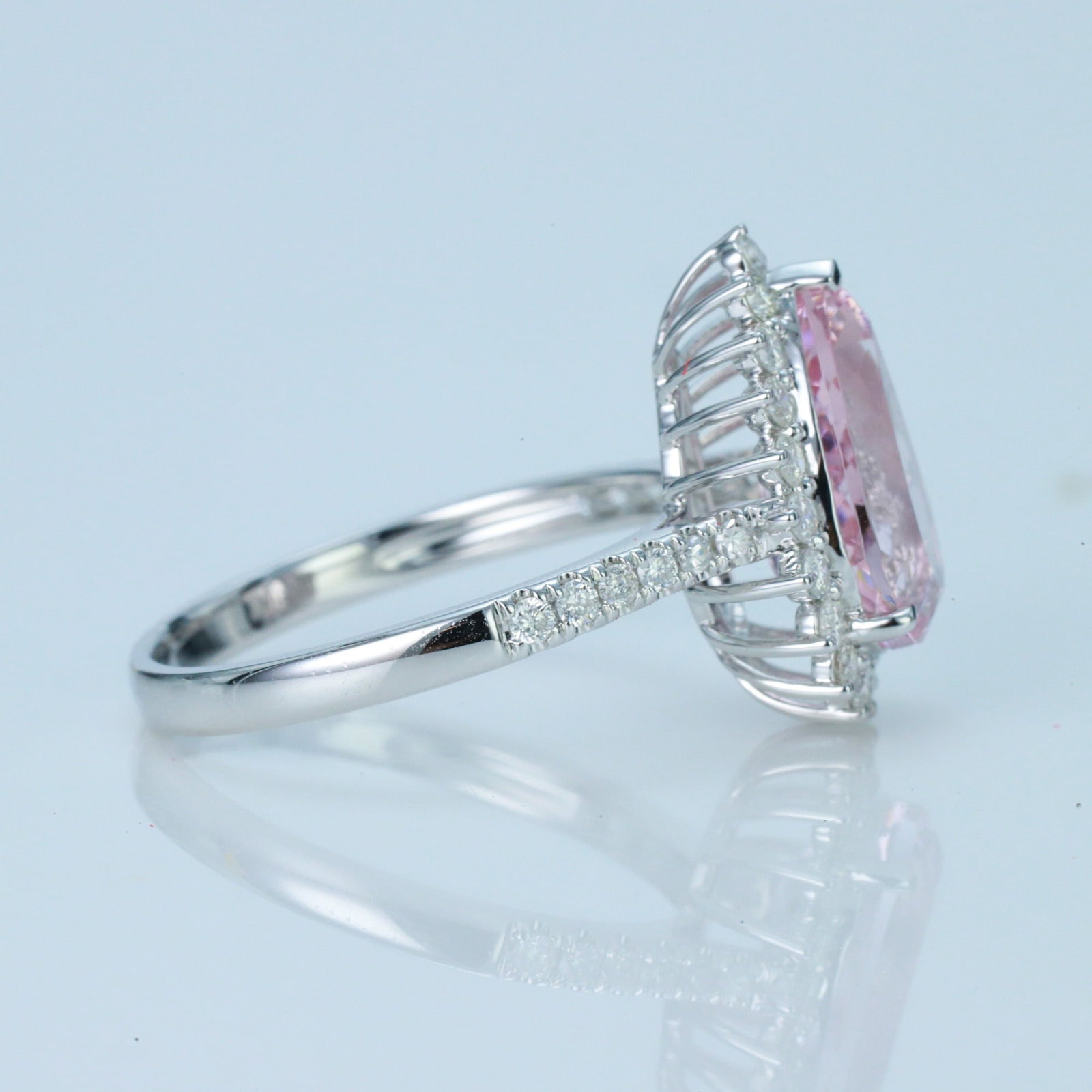 14k Gold 3.17 Ctw Natural Morganite & Diamond Ring - 2