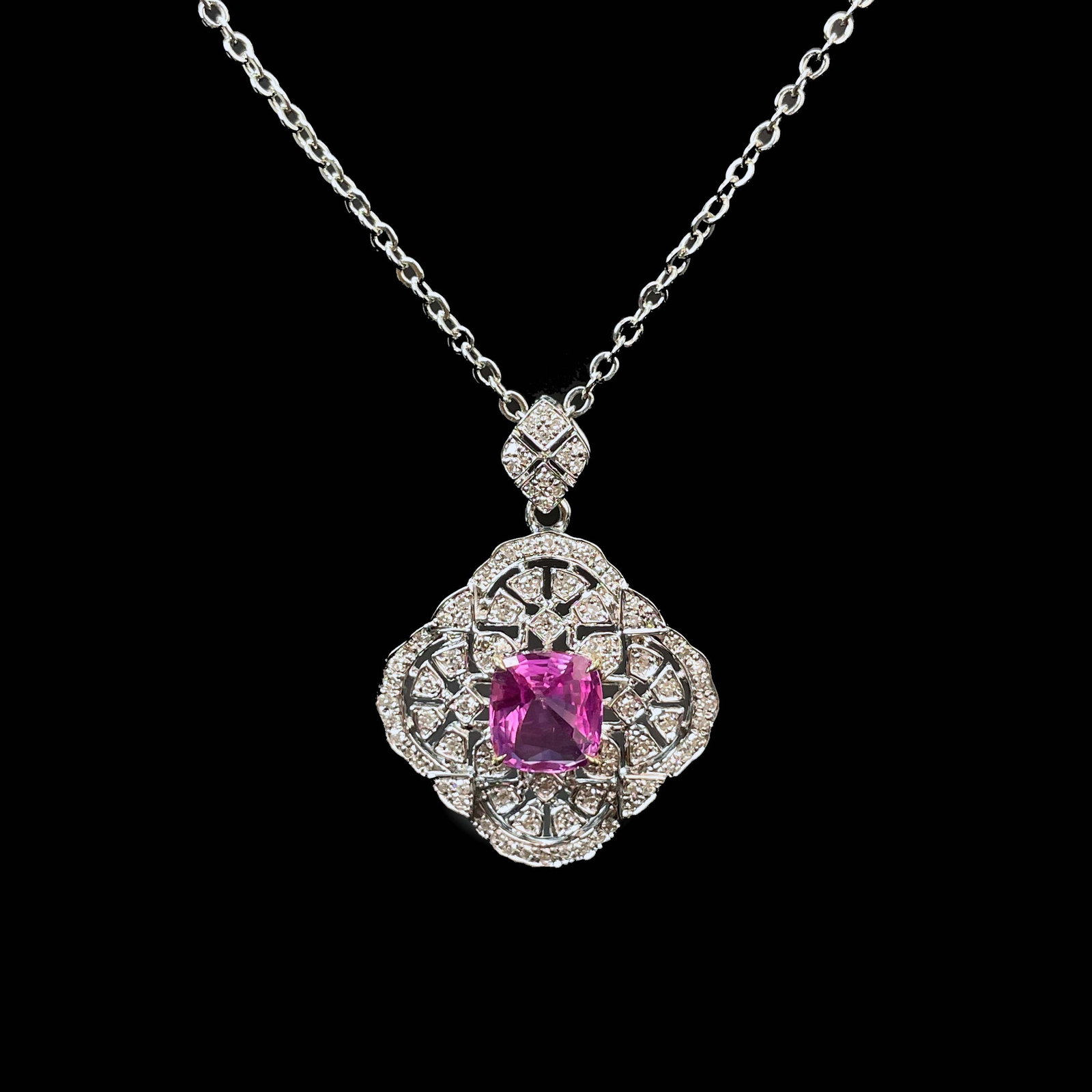 14k Gold 1.64 Ctw Natural Padparadscha Sapphire & Diamond Pendant( Without Chain ) (1 of 5)