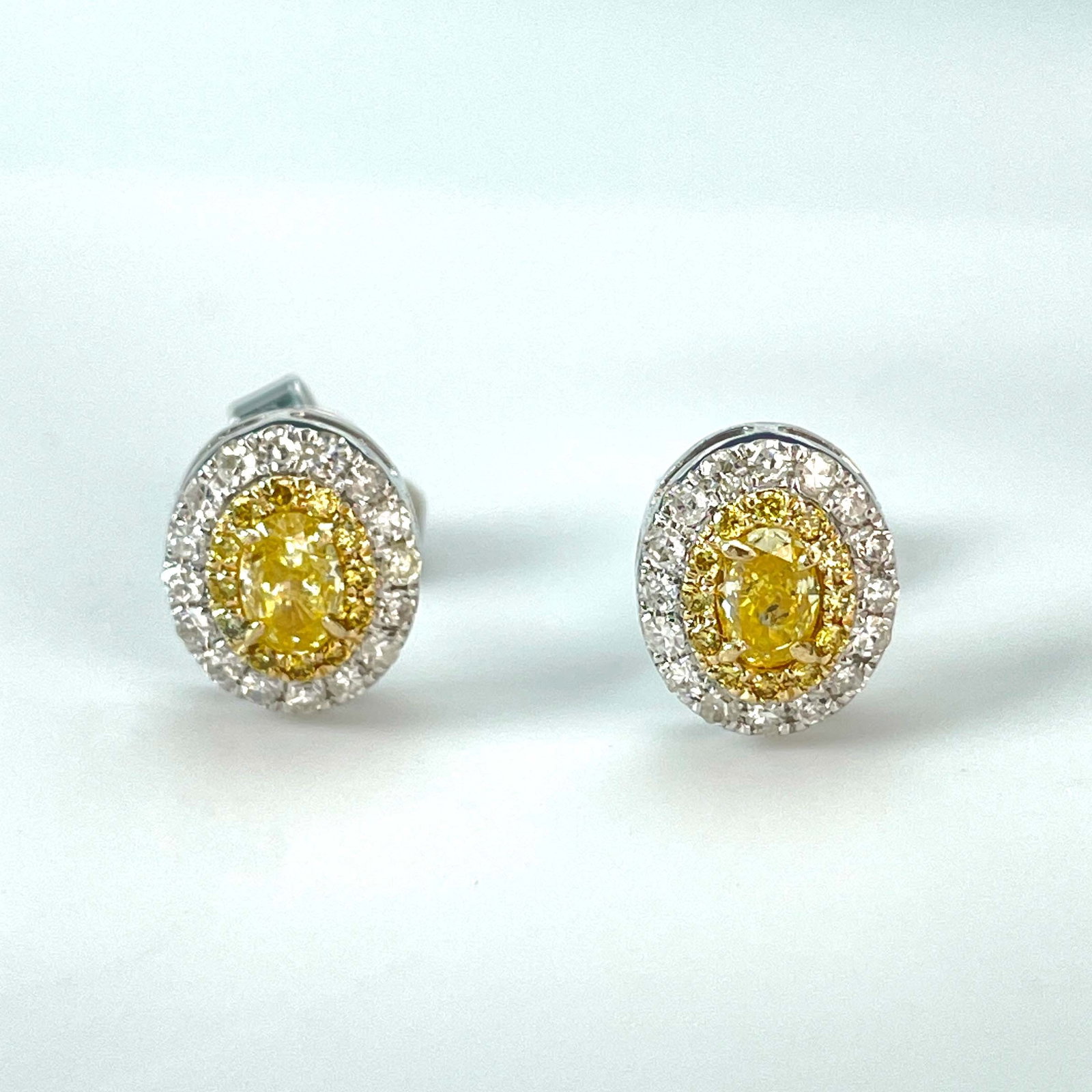 14k Gold 0.72 Ctw Natural Yellow Diamond & Diamond Earrings - 2