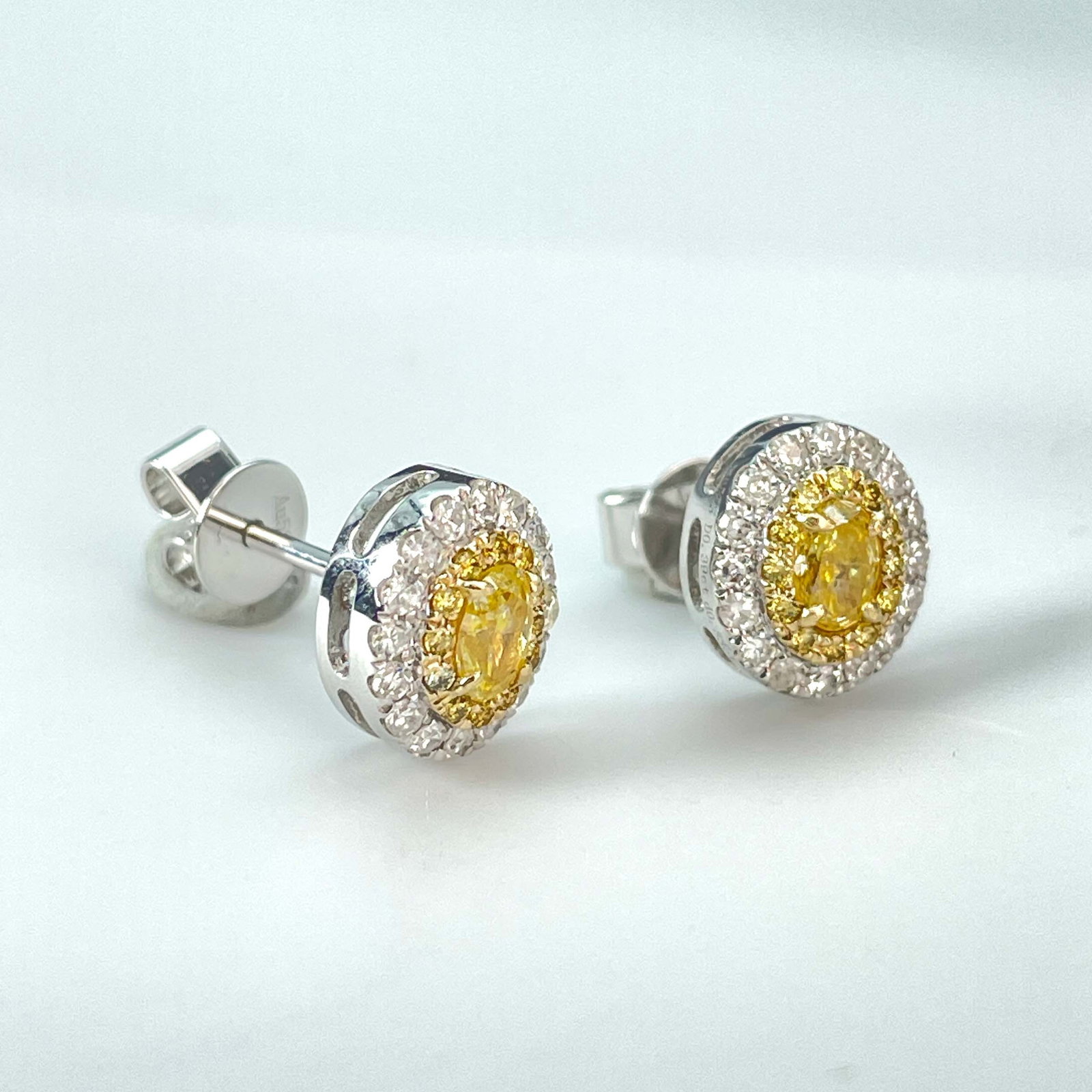 14k Gold 0.72 Ctw Natural Yellow Diamond & Diamond Earrings - 3
