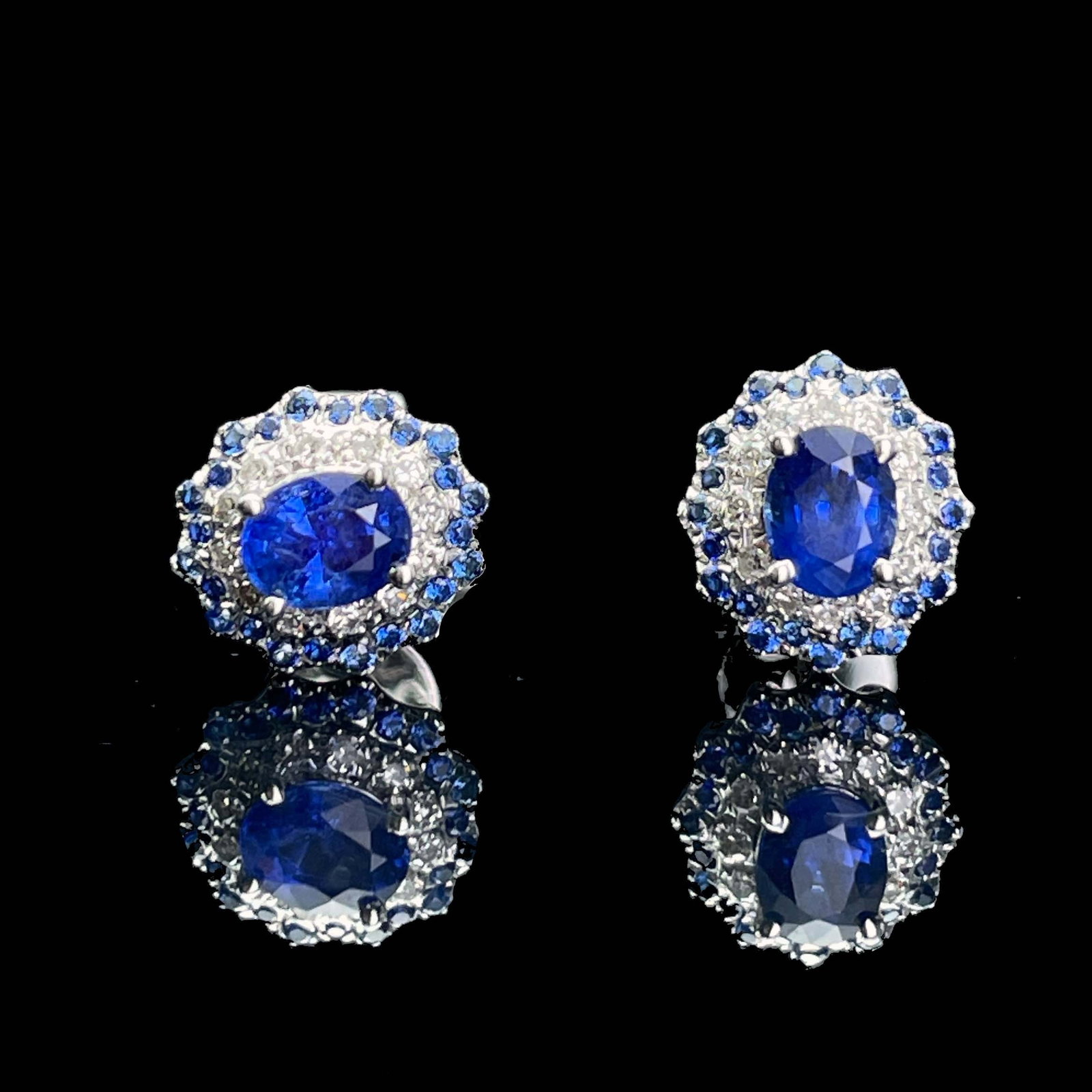 14k Gold 0.51 Ctw Natural Sapphire & Diamond Earrings - 3
