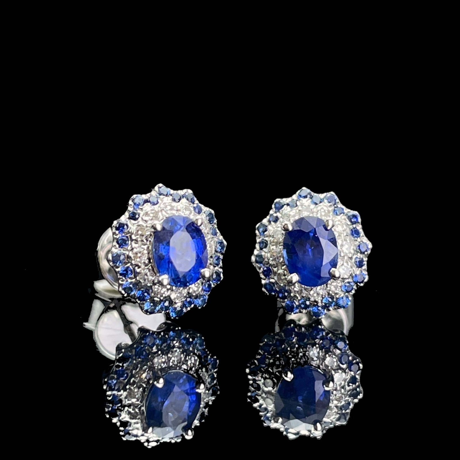 14k Gold 0.51 Ctw Natural Sapphire & Diamond Earrings - 4