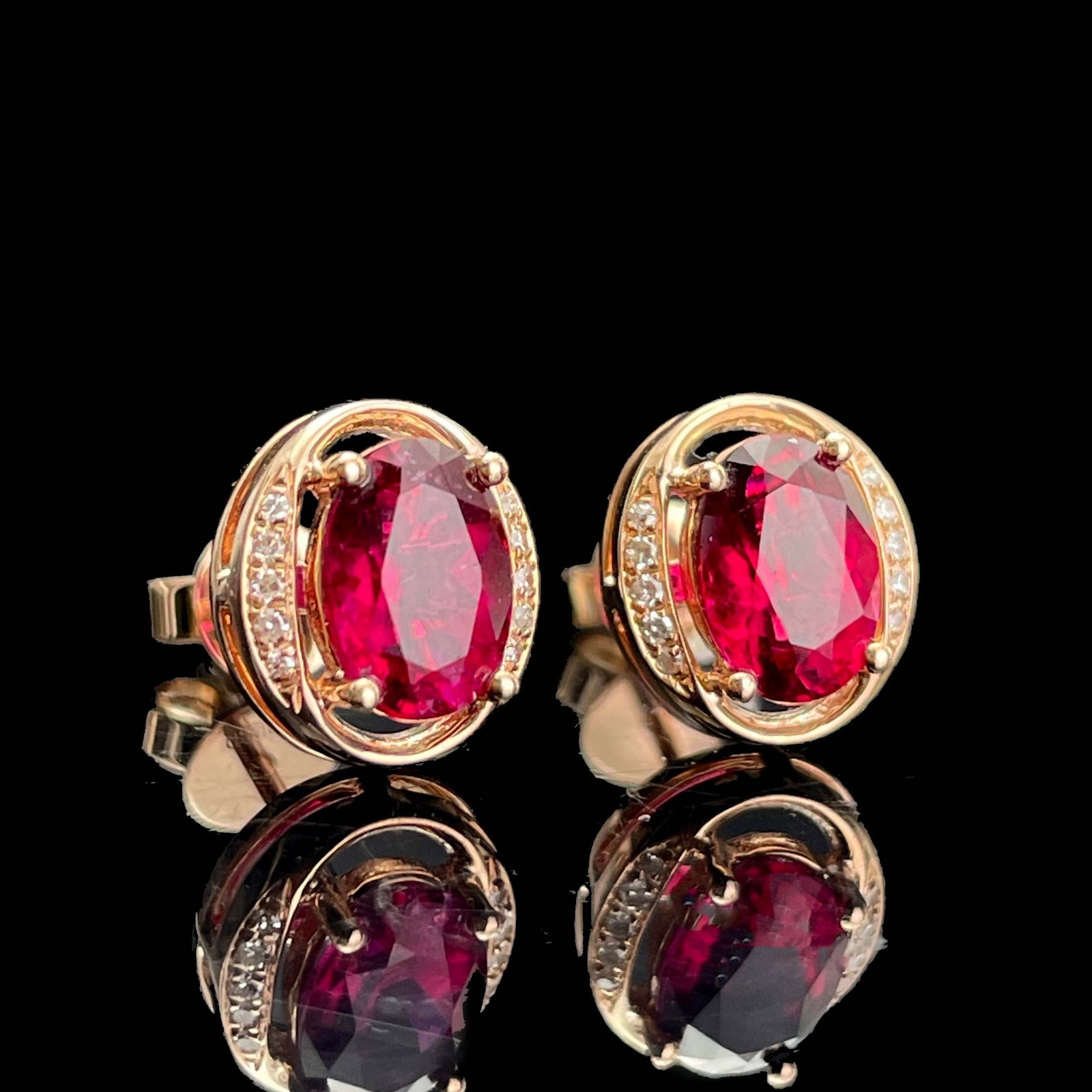 14k Gold 1.59 Ctw Natural Tourmaline & Diamond Earrings (1 of 6)