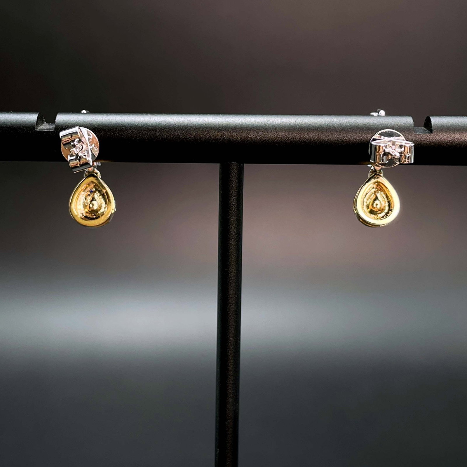 14k Gold 0.74 Ctw Natural Yellow Diamond & Diamond Earrings - 4