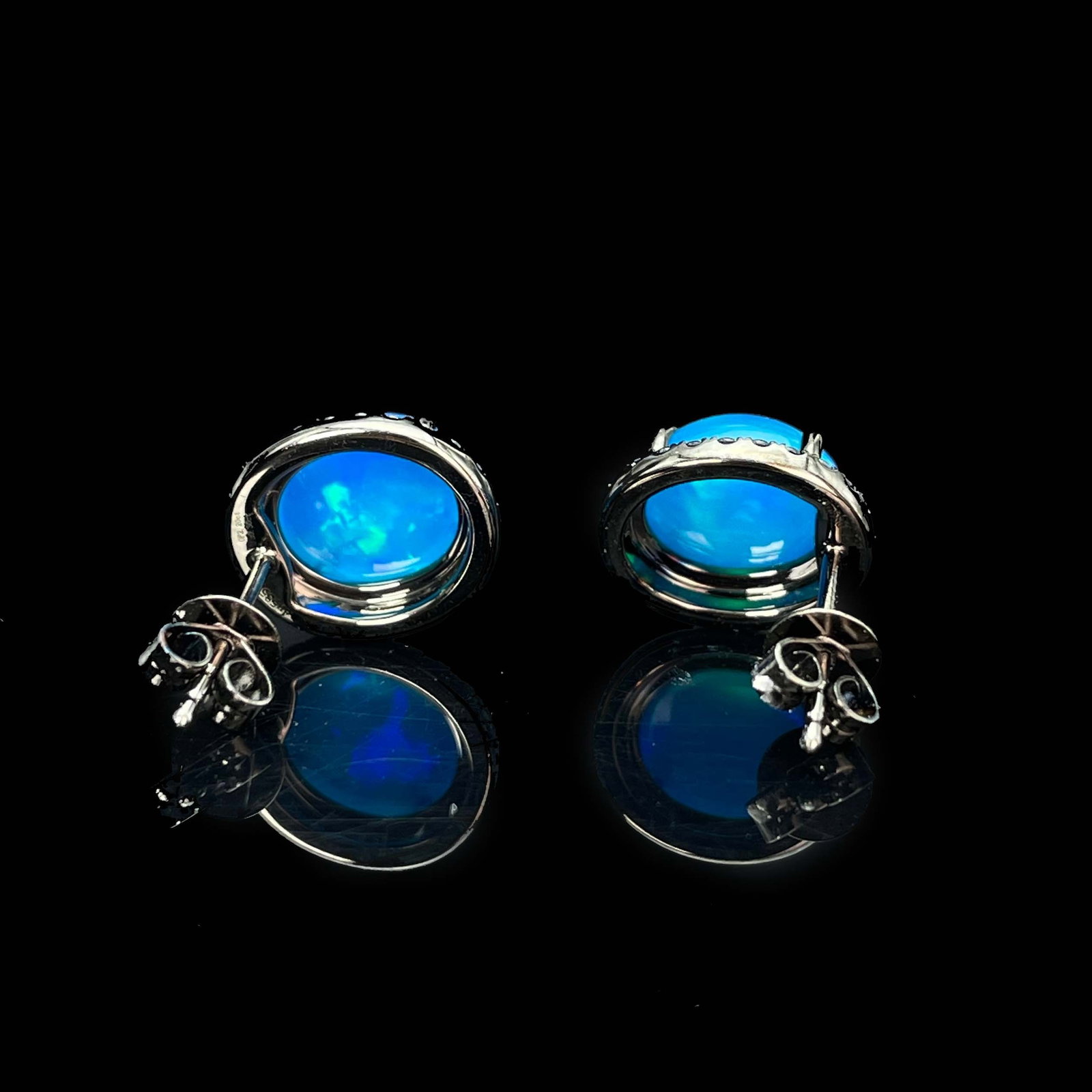 14k Gold 2.5 Ctw Natural Opal & Sapphire Earrings - 5