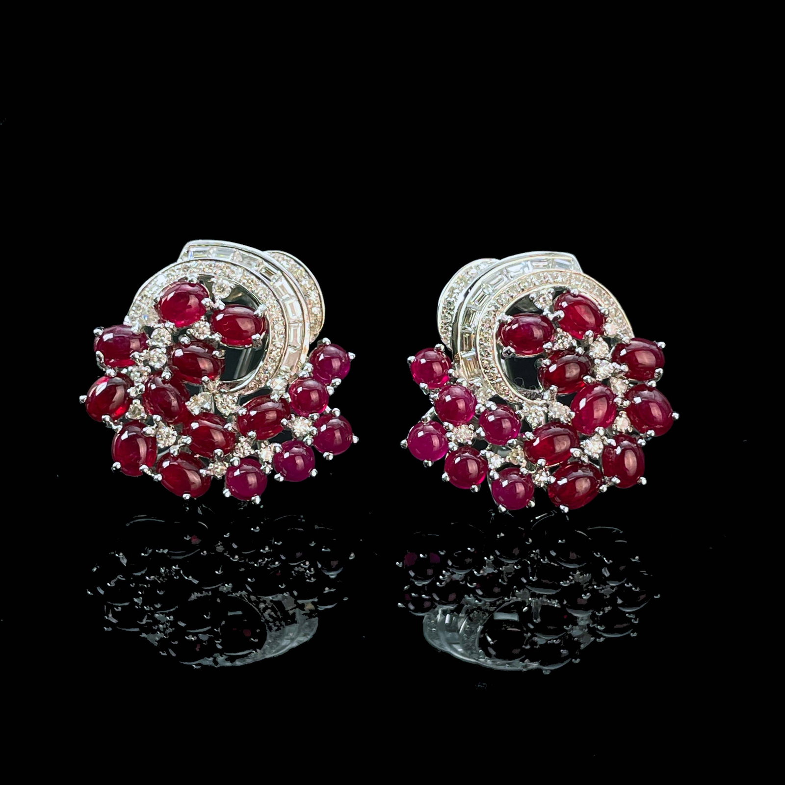 14k Gold 7.71 Ctw Natural Ruby & Diamond Earrings - 2