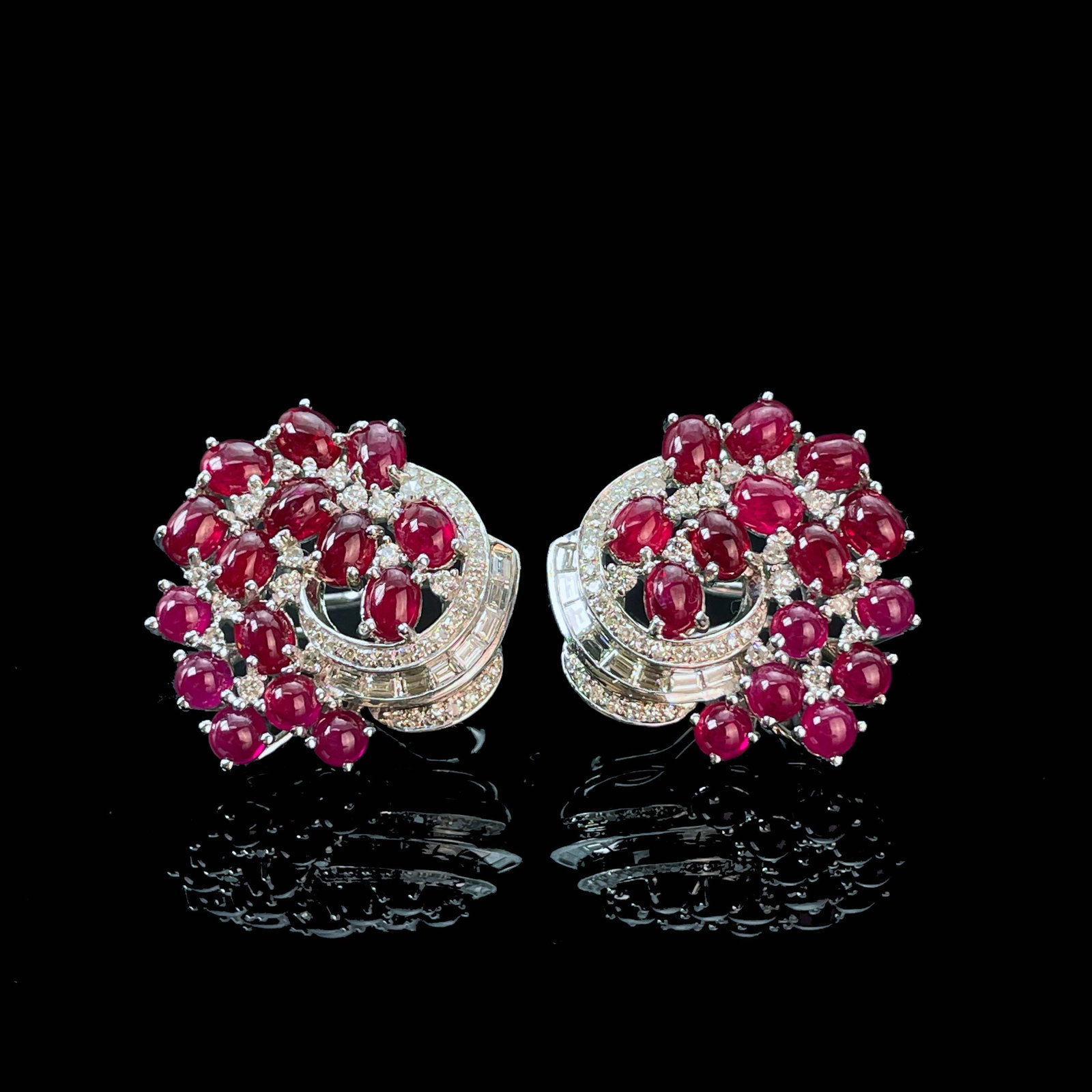 14k Gold 7.71 Ctw Natural Ruby & Diamond Earrings - 3