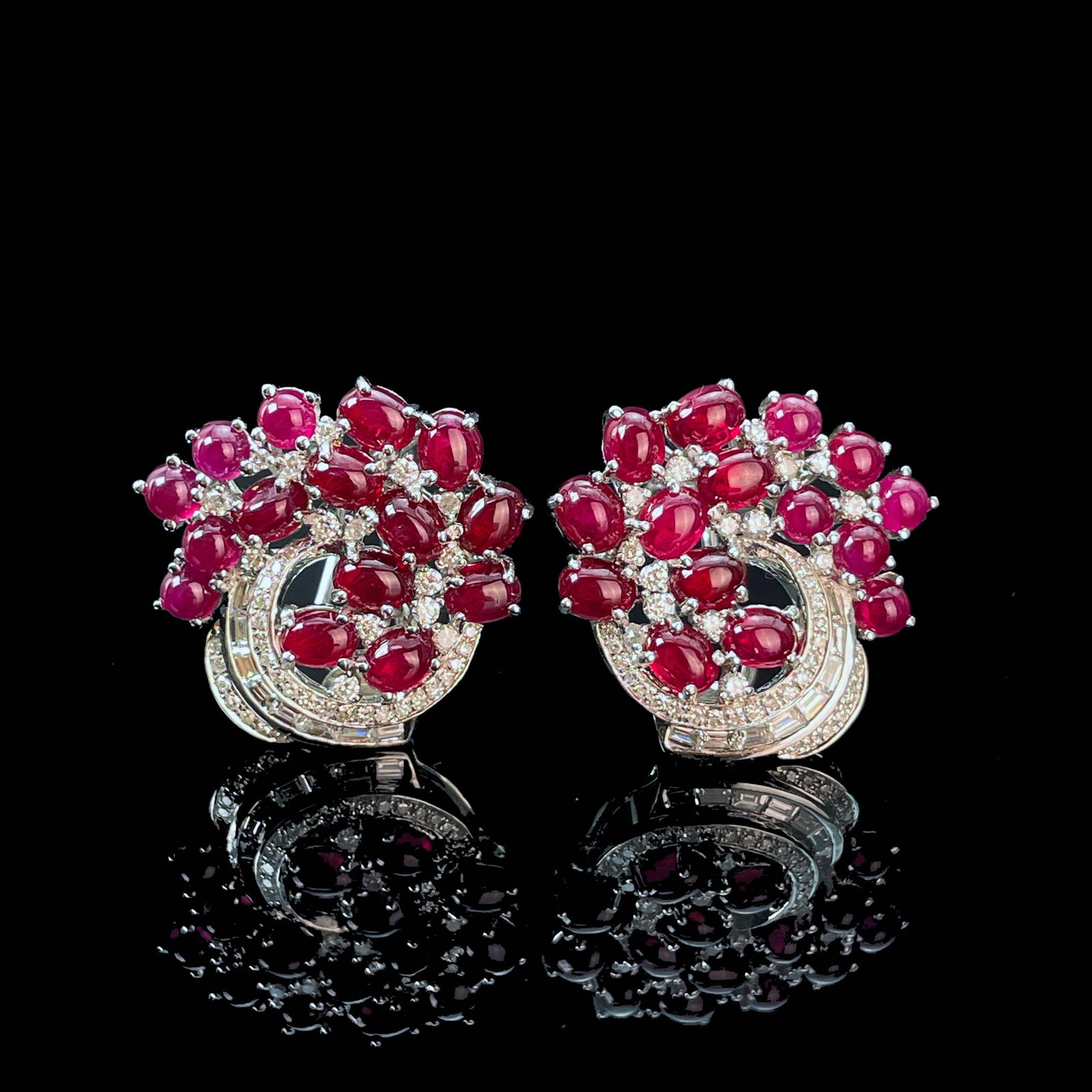 14k Gold 7.71 Ctw Natural Ruby & Diamond Earrings - 4