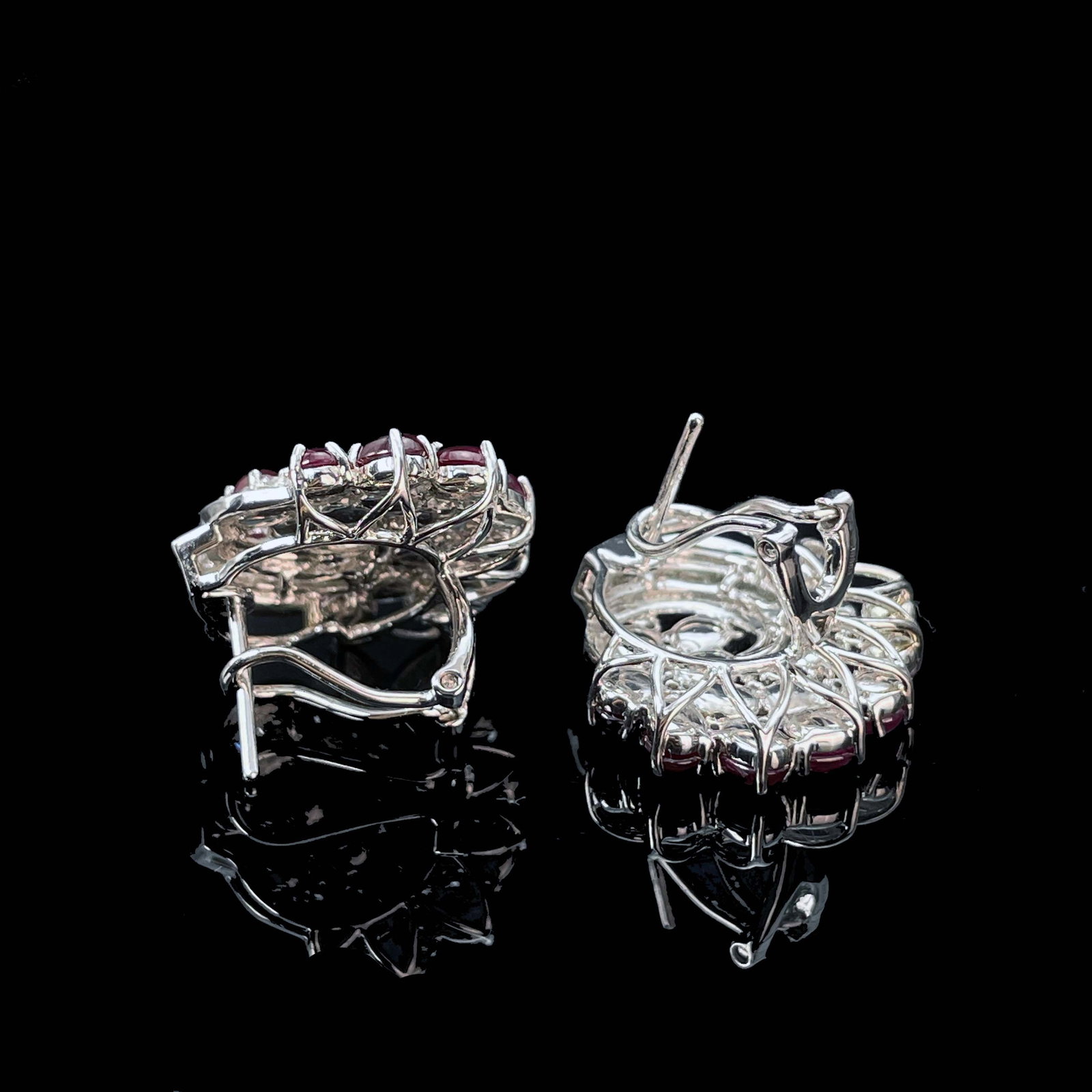 14k Gold 7.71 Ctw Natural Ruby & Diamond Earrings - 5