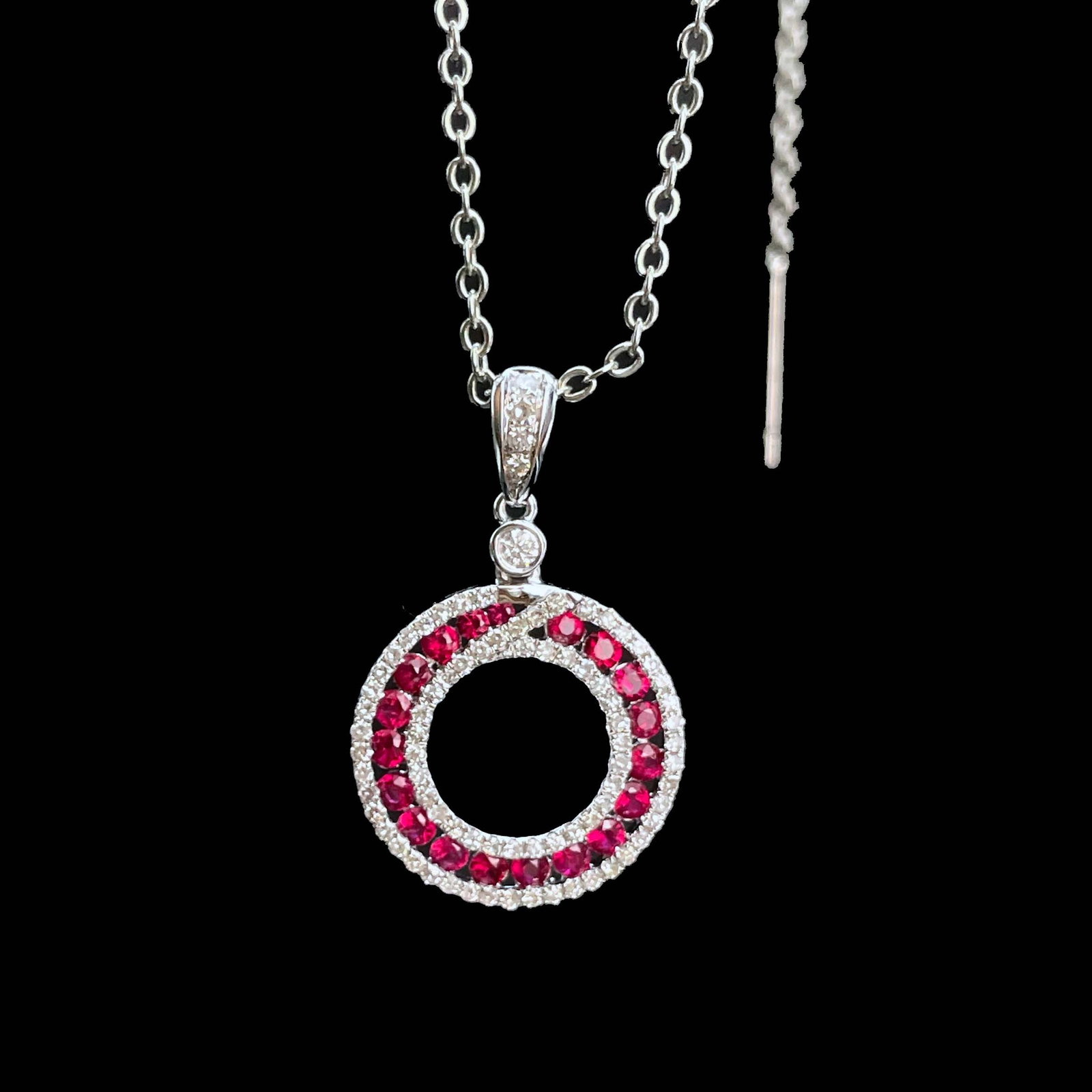 14k Gold 0.5 Ct Natural Ruby & Diamond Pendant( Without Chain ) - 4