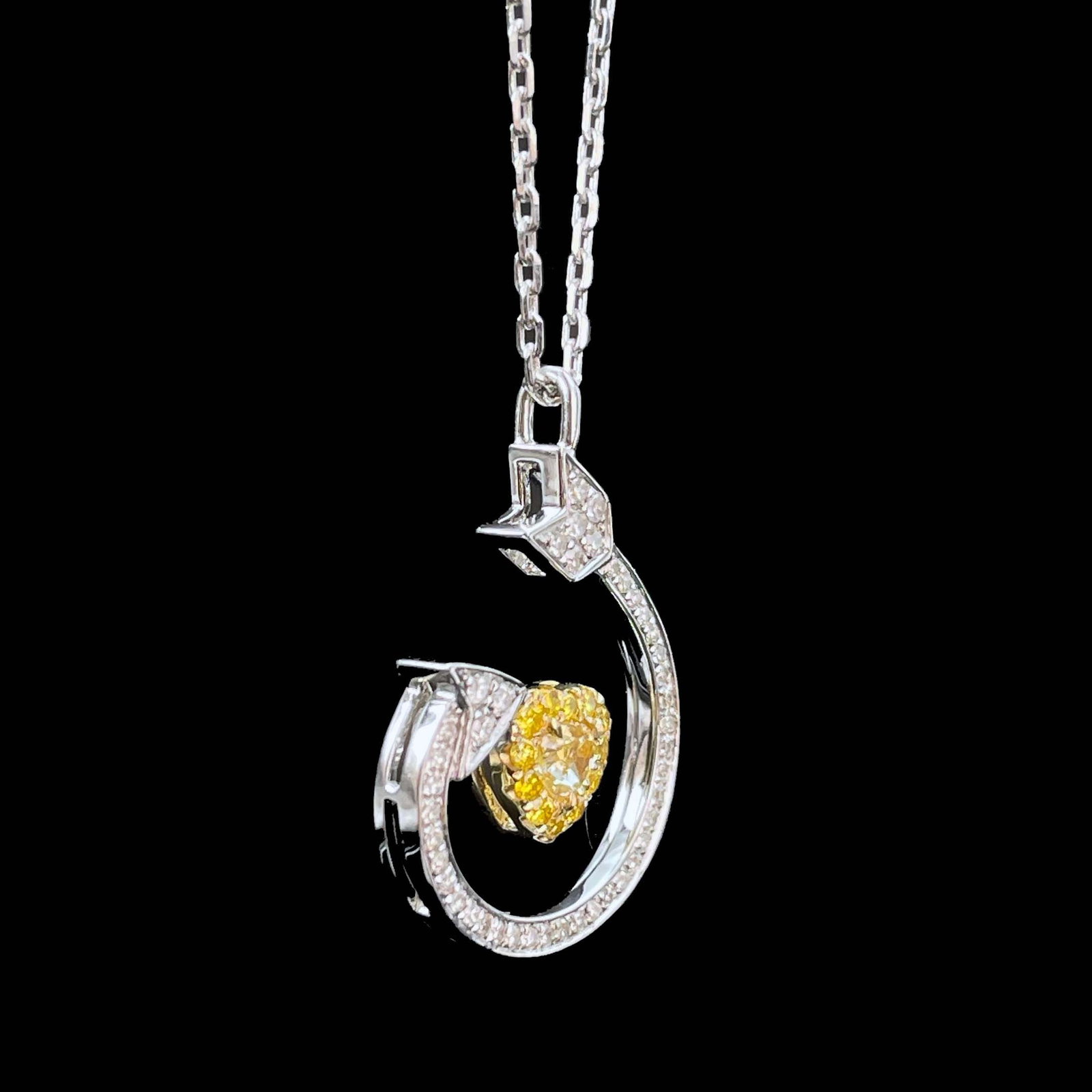 14k Gold 0.5 Ct Natural Color Diamond Necklace - 4