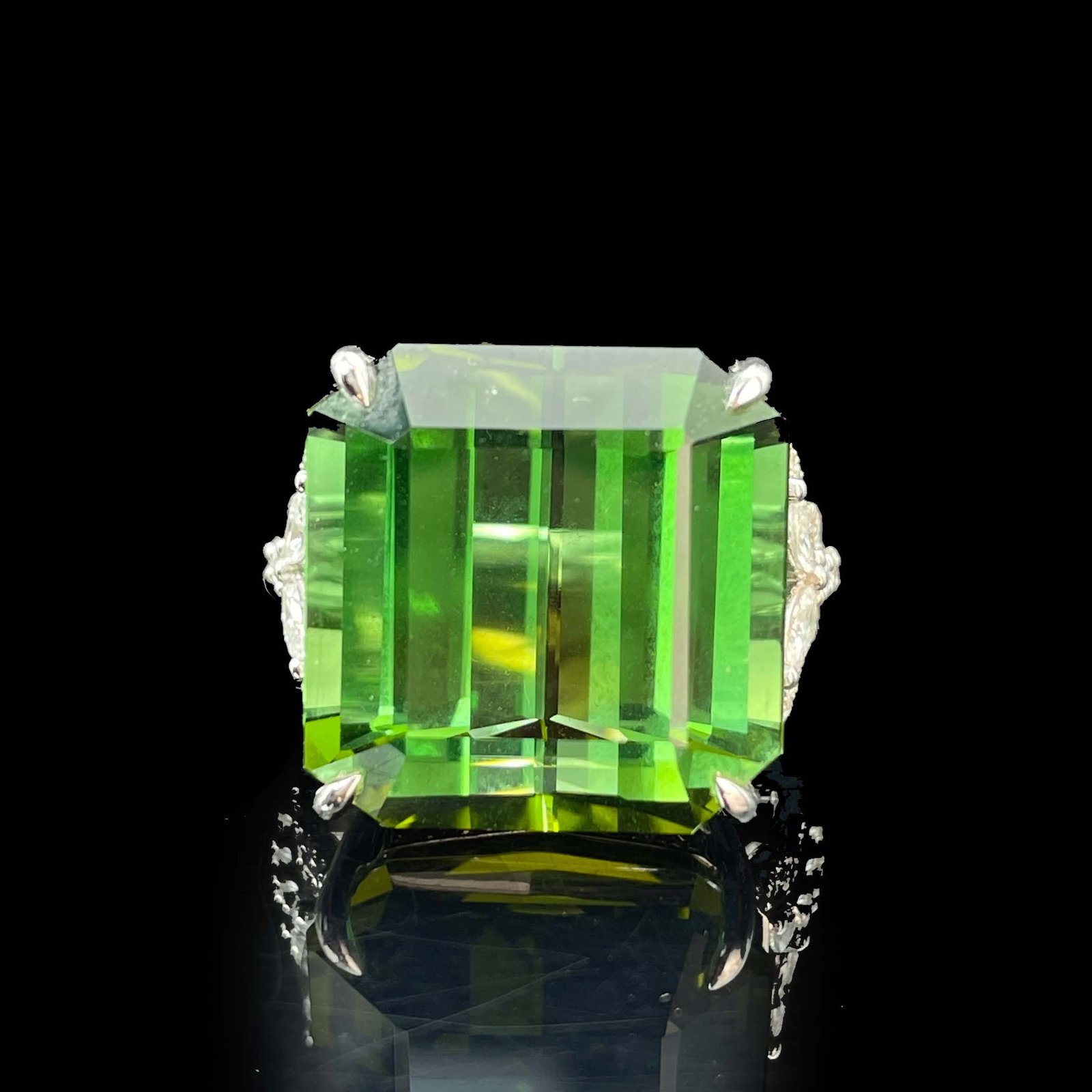 14k Gold 25.2 Ct Natural Tourmaline & Diamond Ring - 3