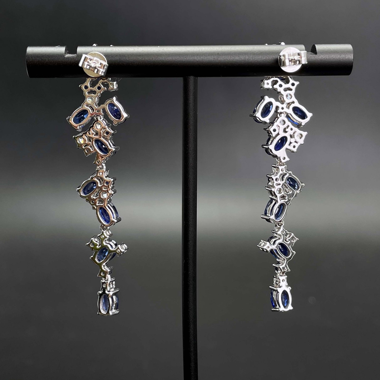 14k Gold 7.43 Ctw Natural Sapphire & Diamond Earrings - 3