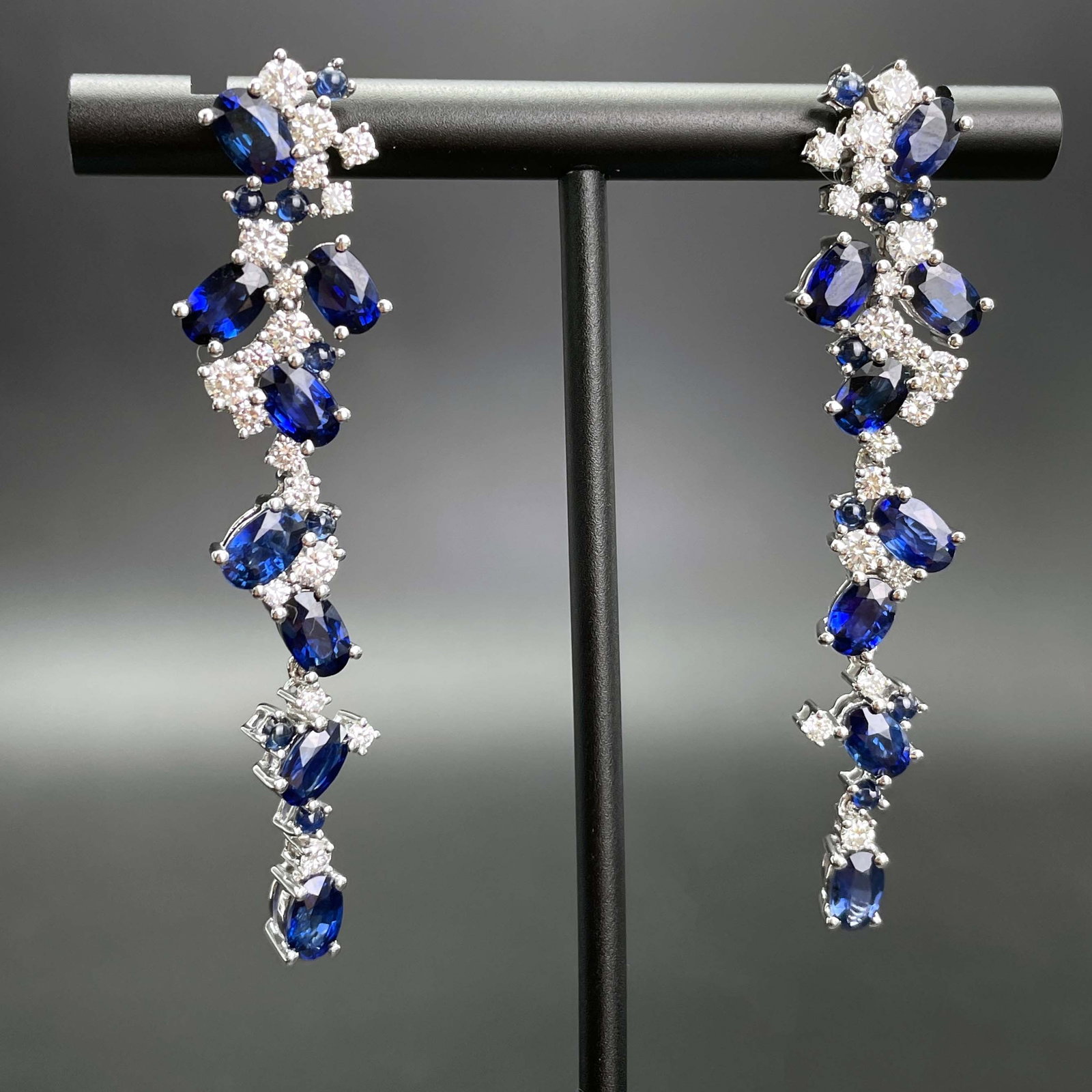 14k Gold 7.43 Ctw Natural Sapphire & Diamond Earrings - 5