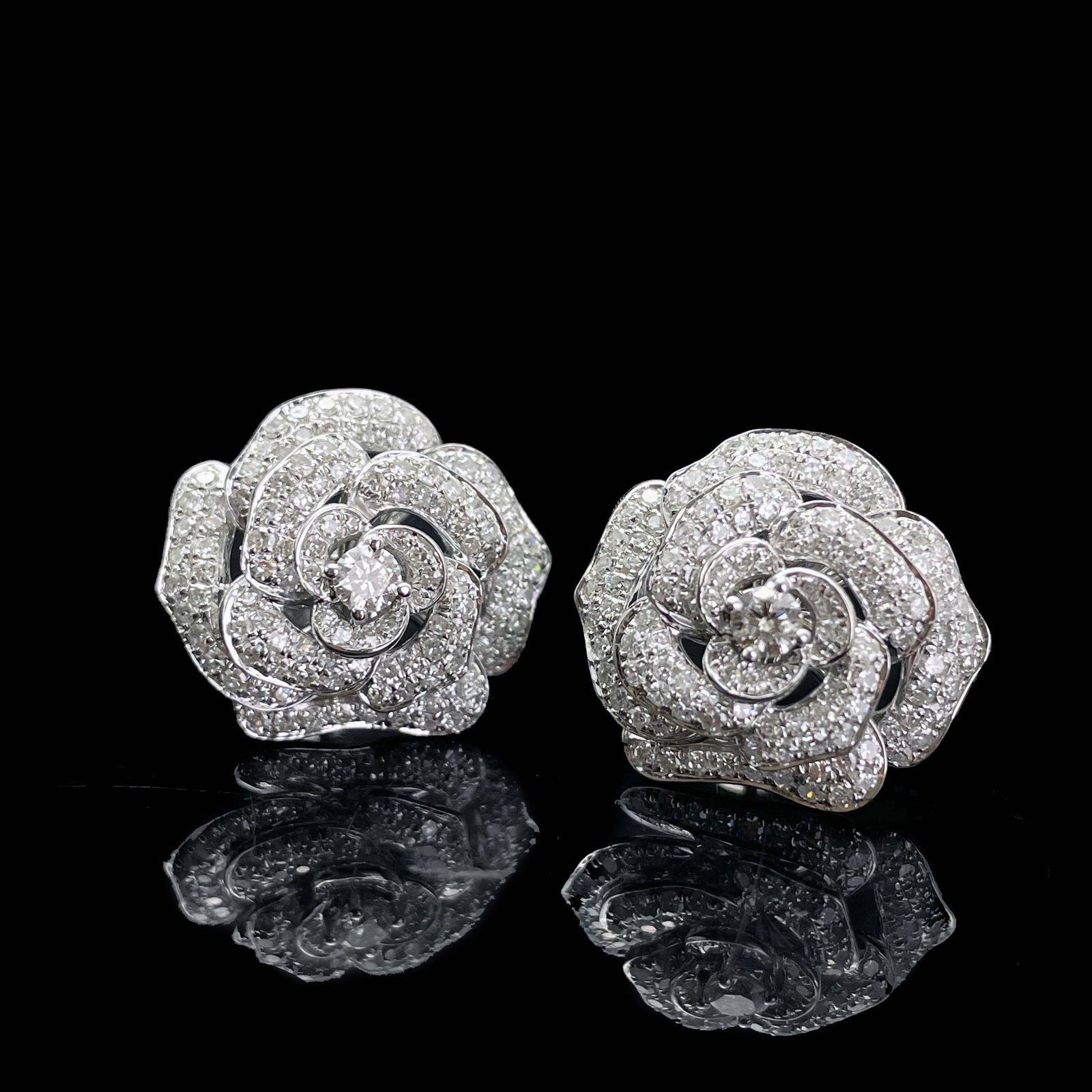 14k Gold 2 Ct Natural H Diamond & Flowers Earrings - 5