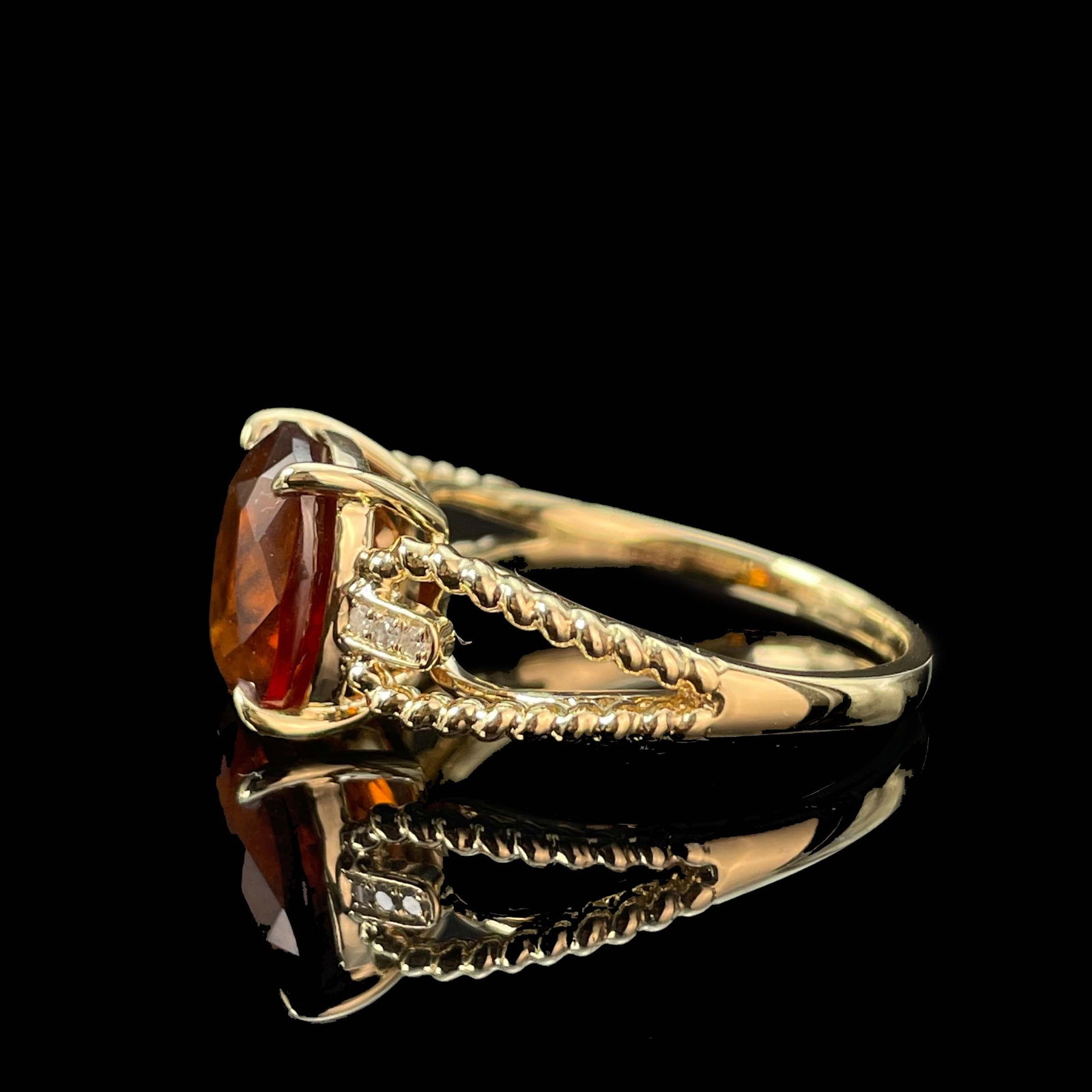 14k Gold 3.95 Ct Natural Spessartine & Diamond Ring - 2