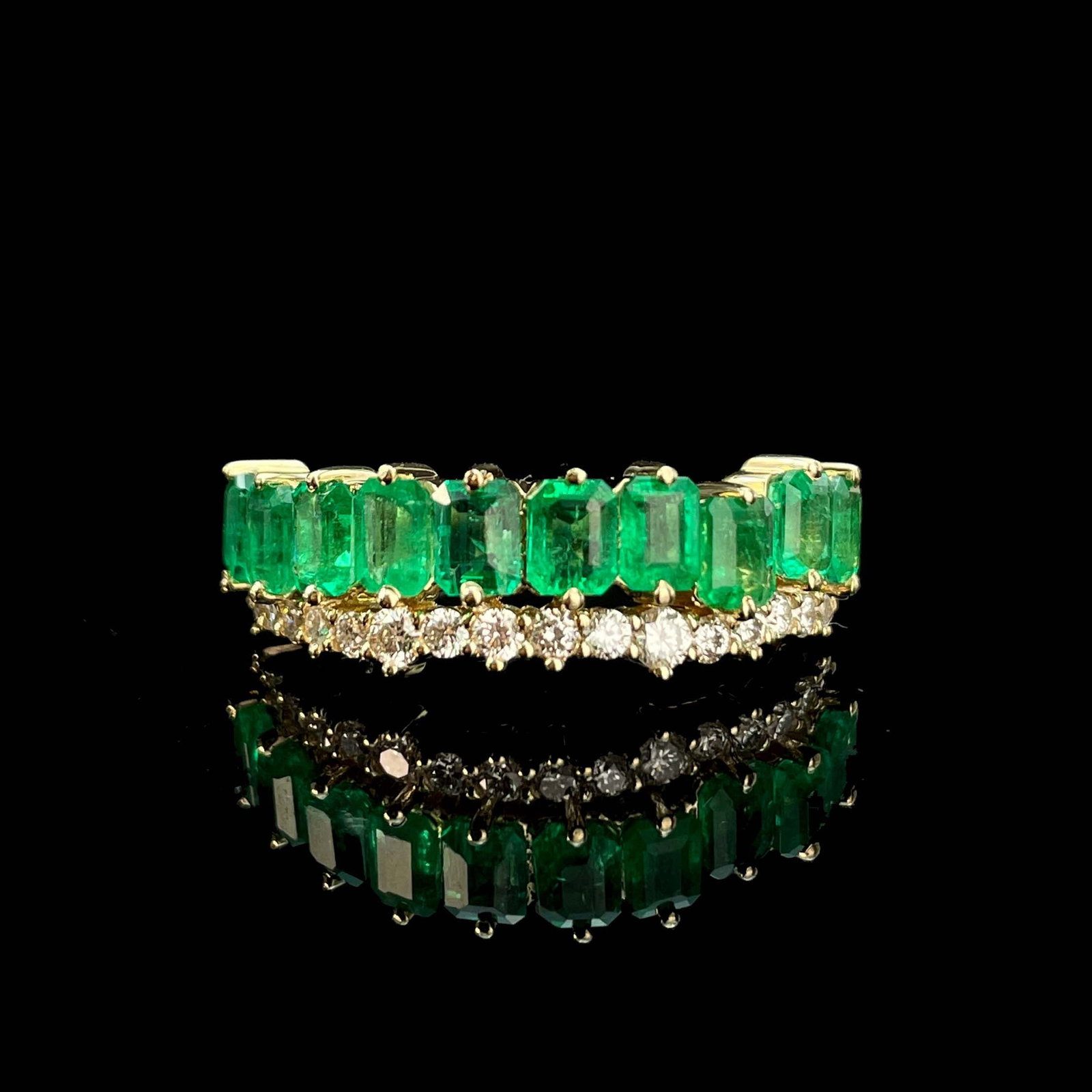 14k Gold 1.59 Ctw Natural Emerald & Diamond Ring - 2