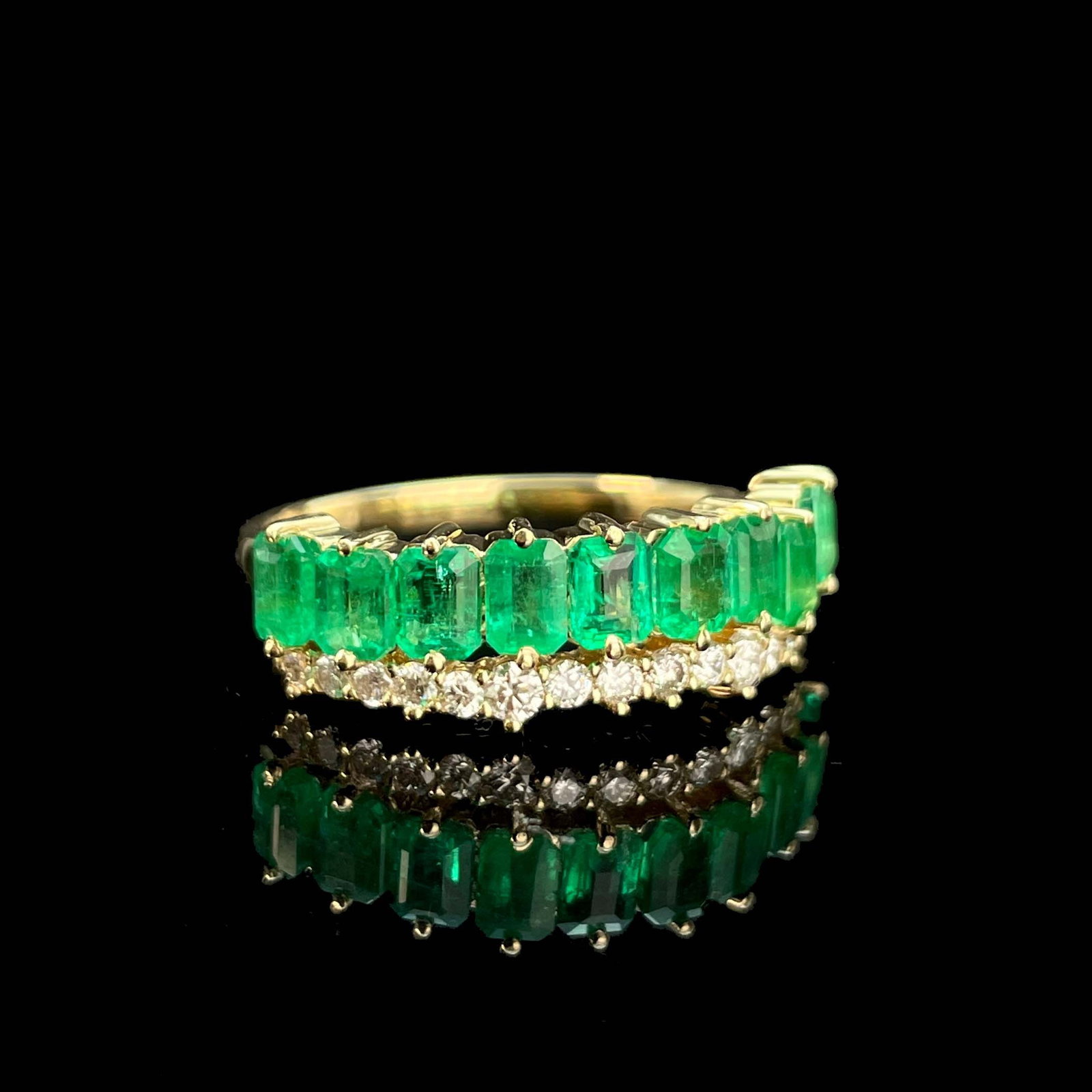 14k Gold 1.59 Ctw Natural Emerald & Diamond Ring - 3