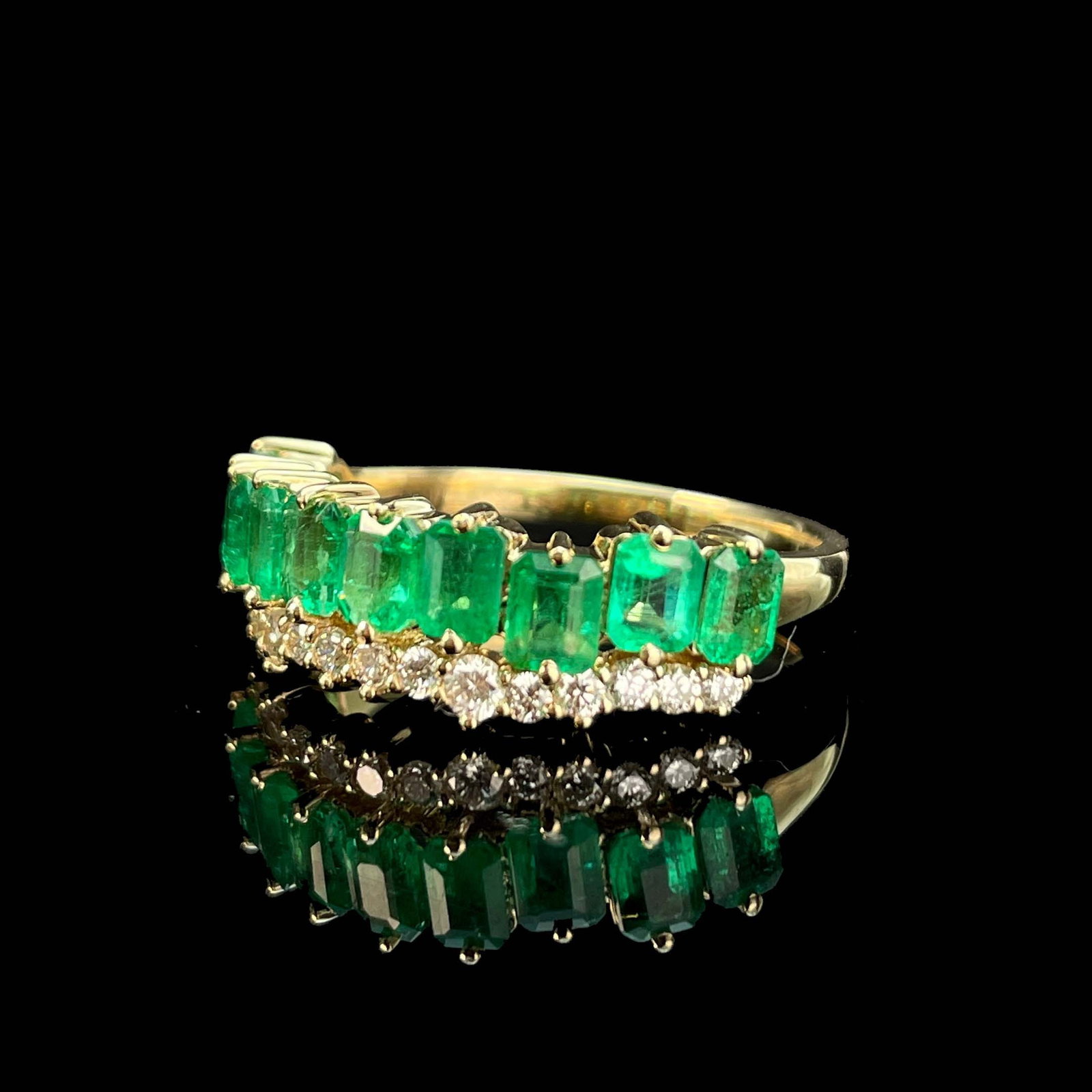 14k Gold 1.59 Ctw Natural Emerald & Diamond Ring - 4