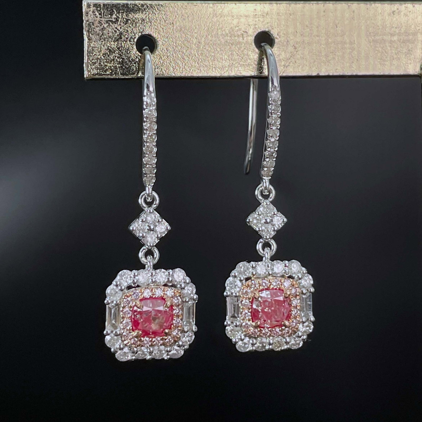 14k Gold 1.47 Ctw Natural Pink Diamond & Diamond Earrings - 3