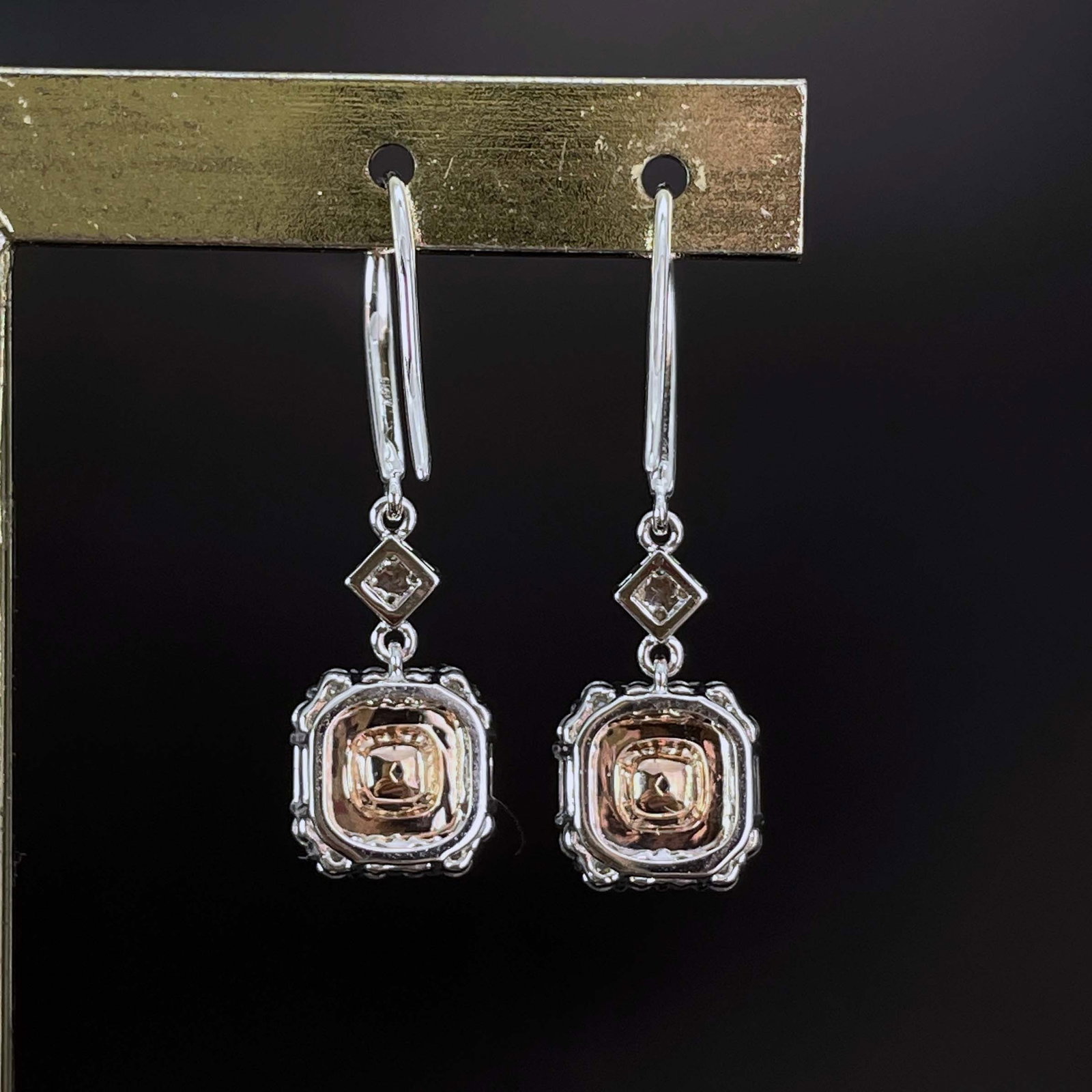 14k Gold 1.47 Ctw Natural Pink Diamond & Diamond Earrings - 5