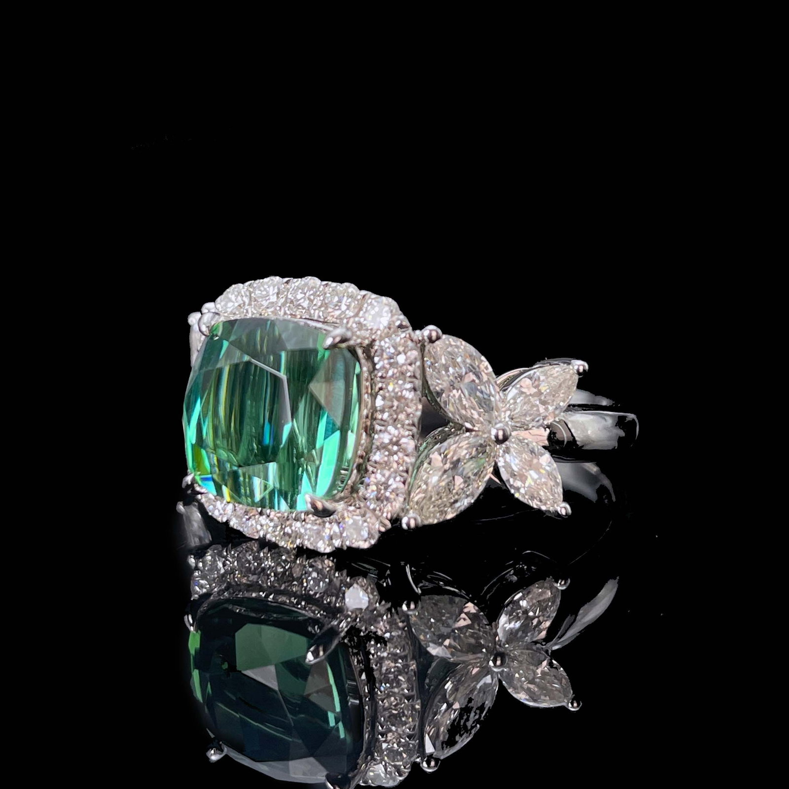 14k Gold 3.58 Ct Natural Tourmaline & Diamond Ring - 3