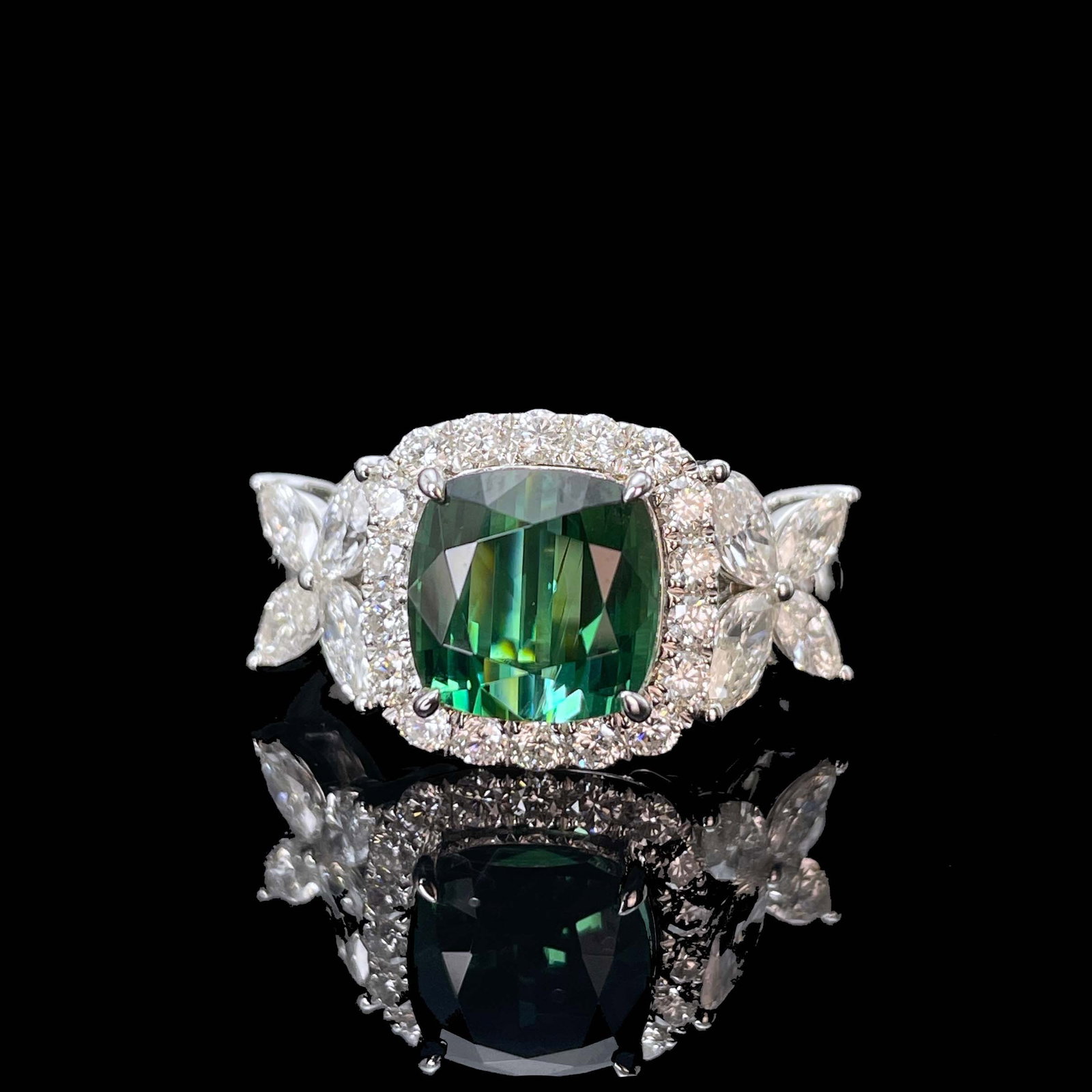 14k Gold 3.58 Ct Natural Tourmaline & Diamond Ring - 5