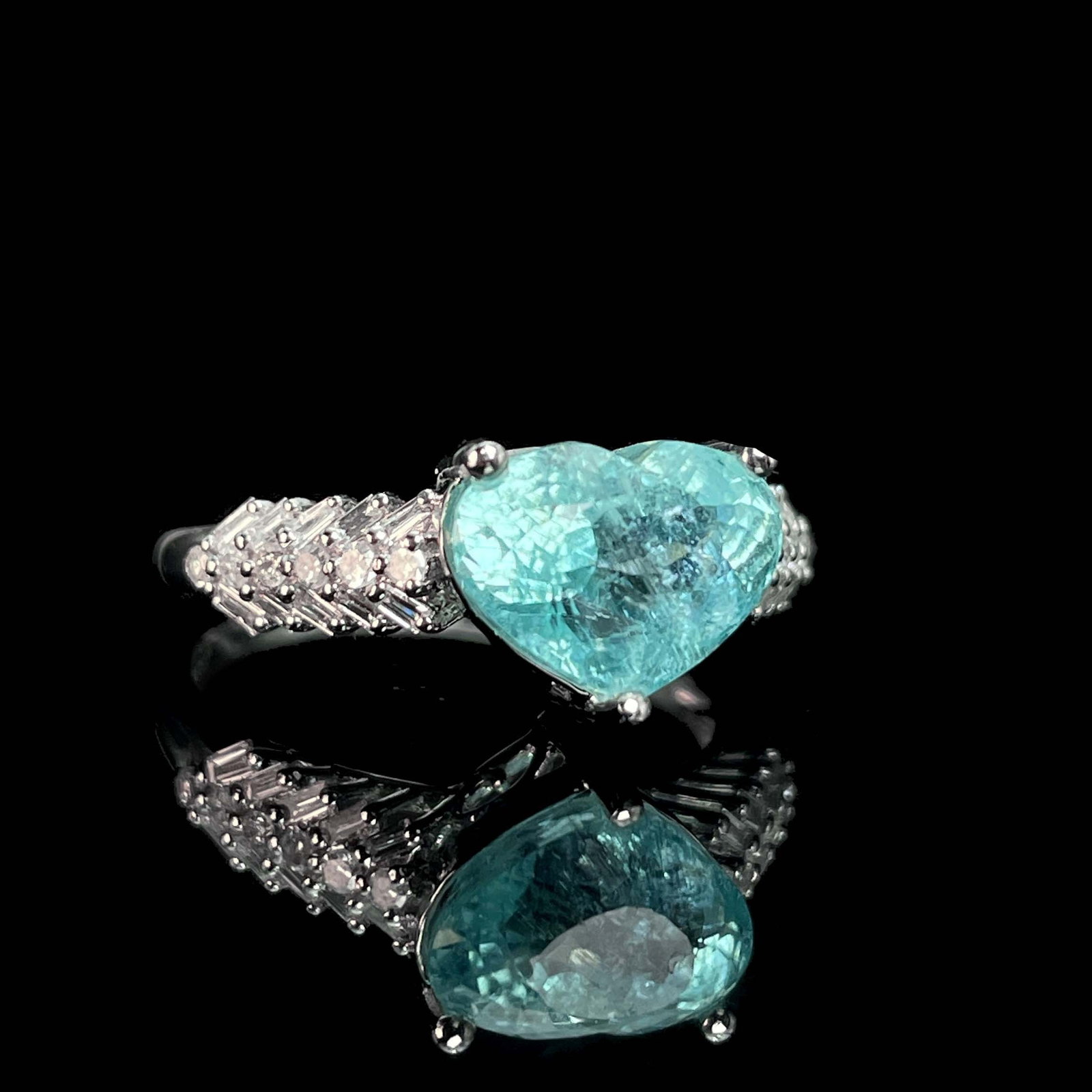 14k Gold 3.95 Ct Natural Paraiba Tourmaline & Diamond Ring - 3