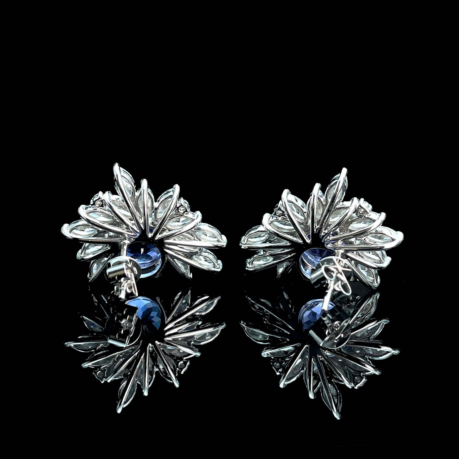 14k Gold 6.55 Ctw Natural Tanzanite & Diamond Earrings - 4