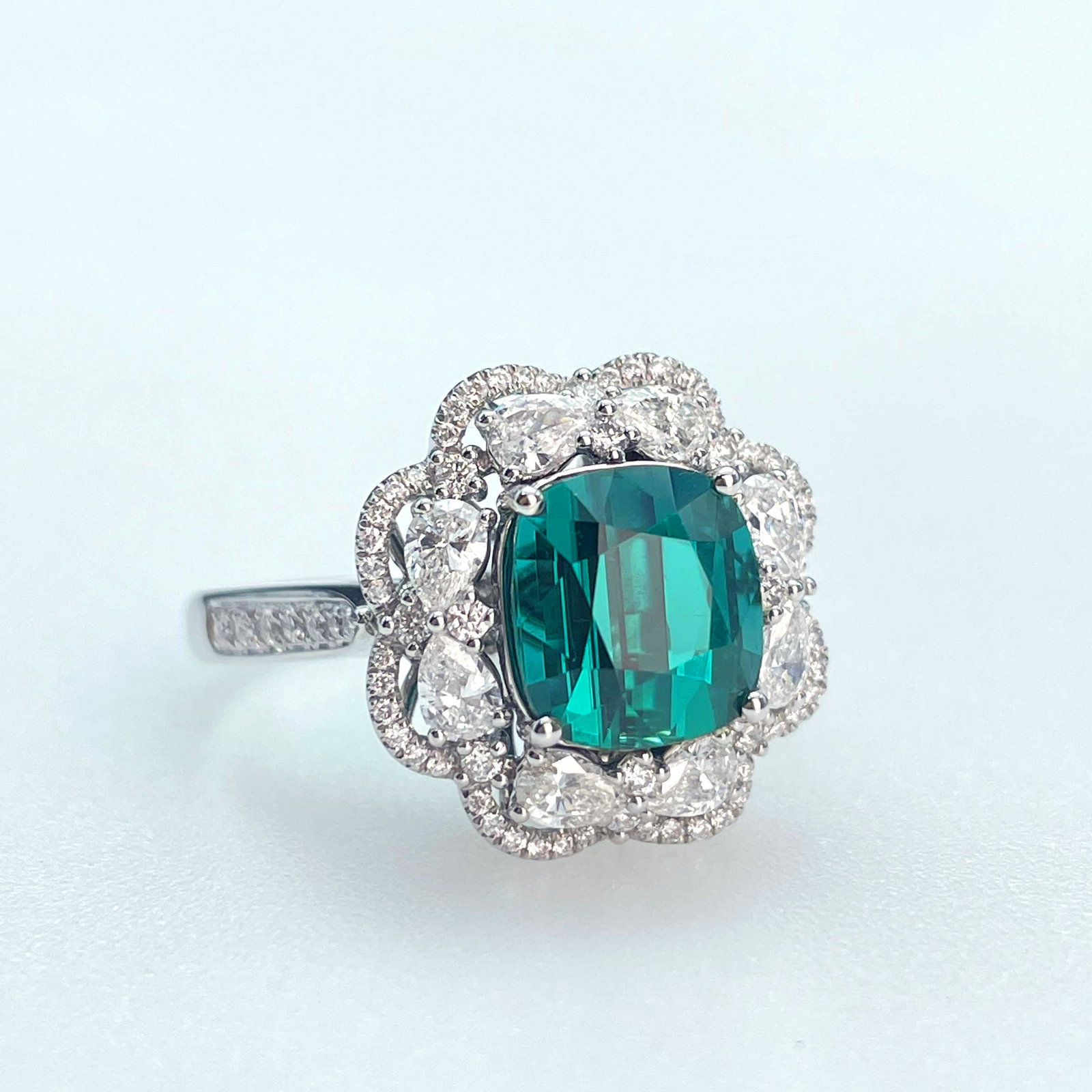 14k Gold 4.3 Ctw Natural Tourmaline & Diamond Ring/pendant( Without Chain ) - 2