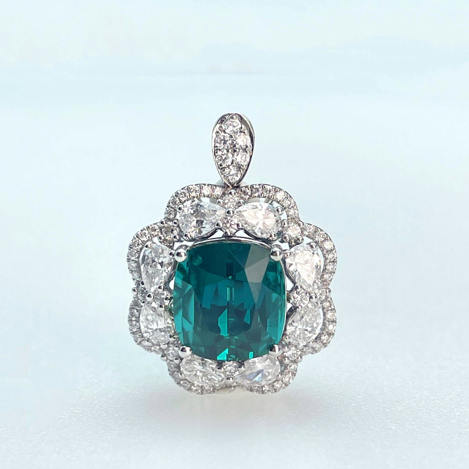 14k Gold 4.3 Ctw Natural Tourmaline & Diamond Ring/pendant( Without Chain ) - 7