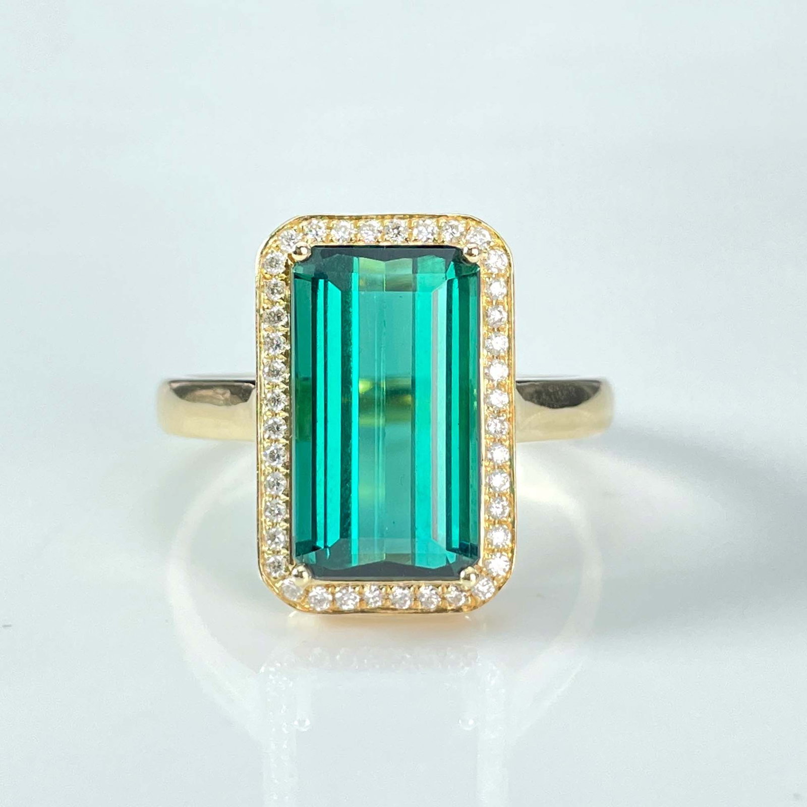 14k Gold 5 Ct Natural Tourmaline & Diamond Ring - 2