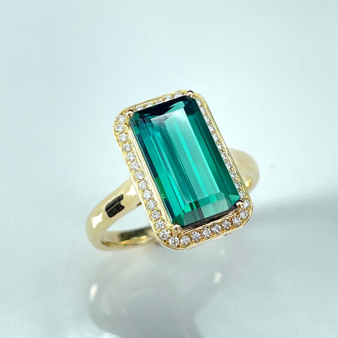 14k Gold 5 Ct Natural Tourmaline & Diamond Ring - 4