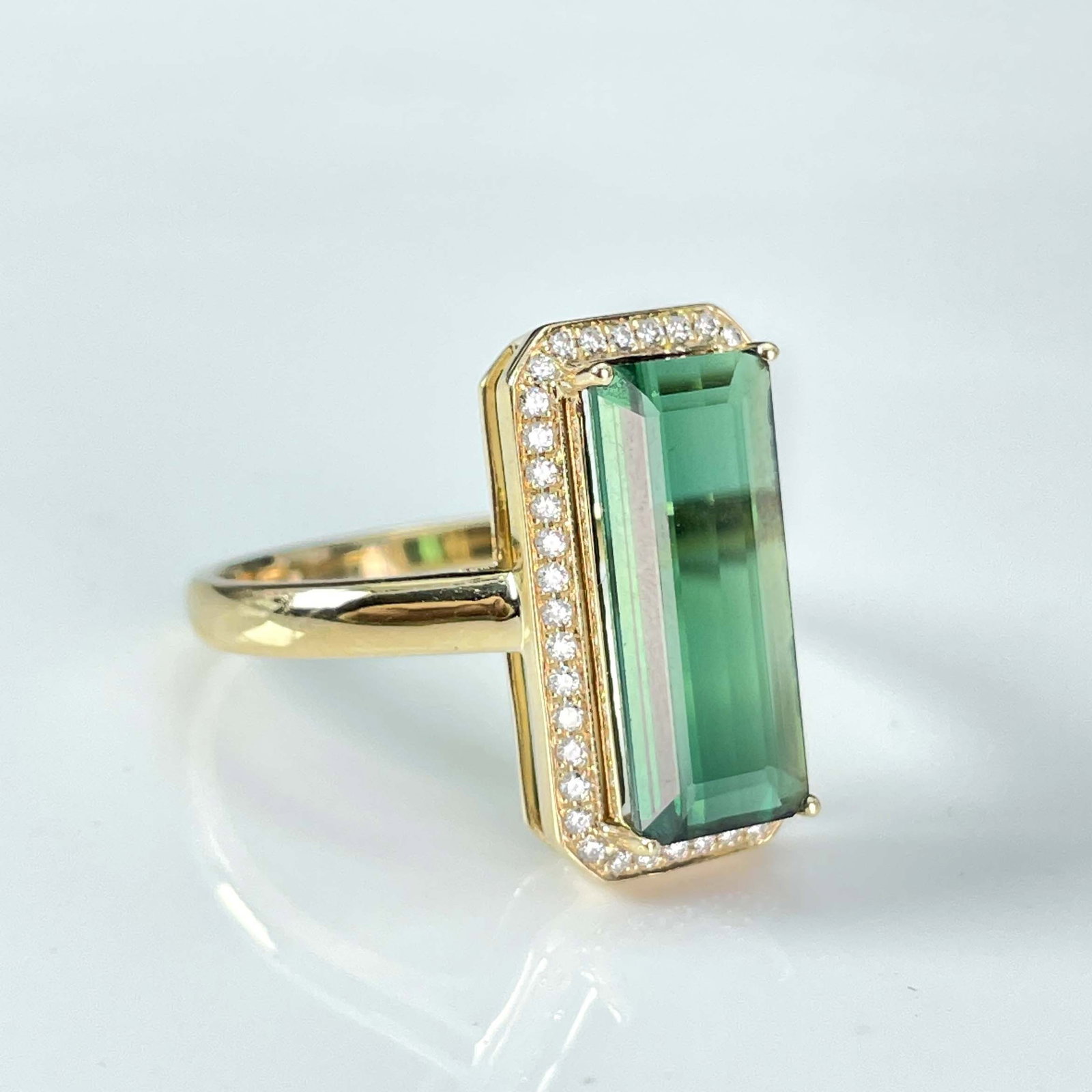 14k Gold 5 Ct Natural Tourmaline & Diamond Ring - 6