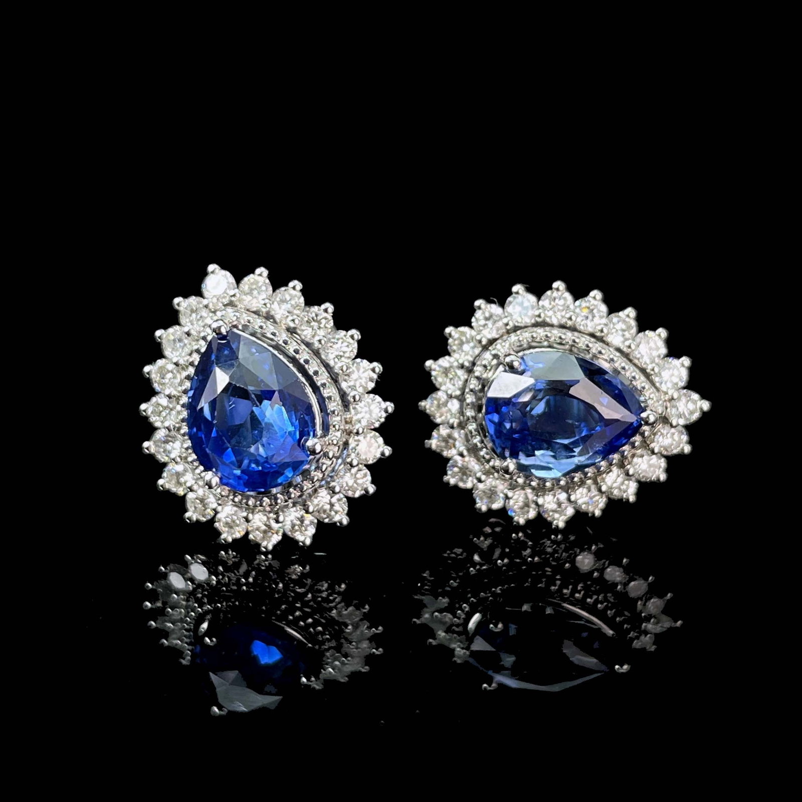 14k Gold 2.58 Ctw Natural Sapphire & Diamond Earrings - 3