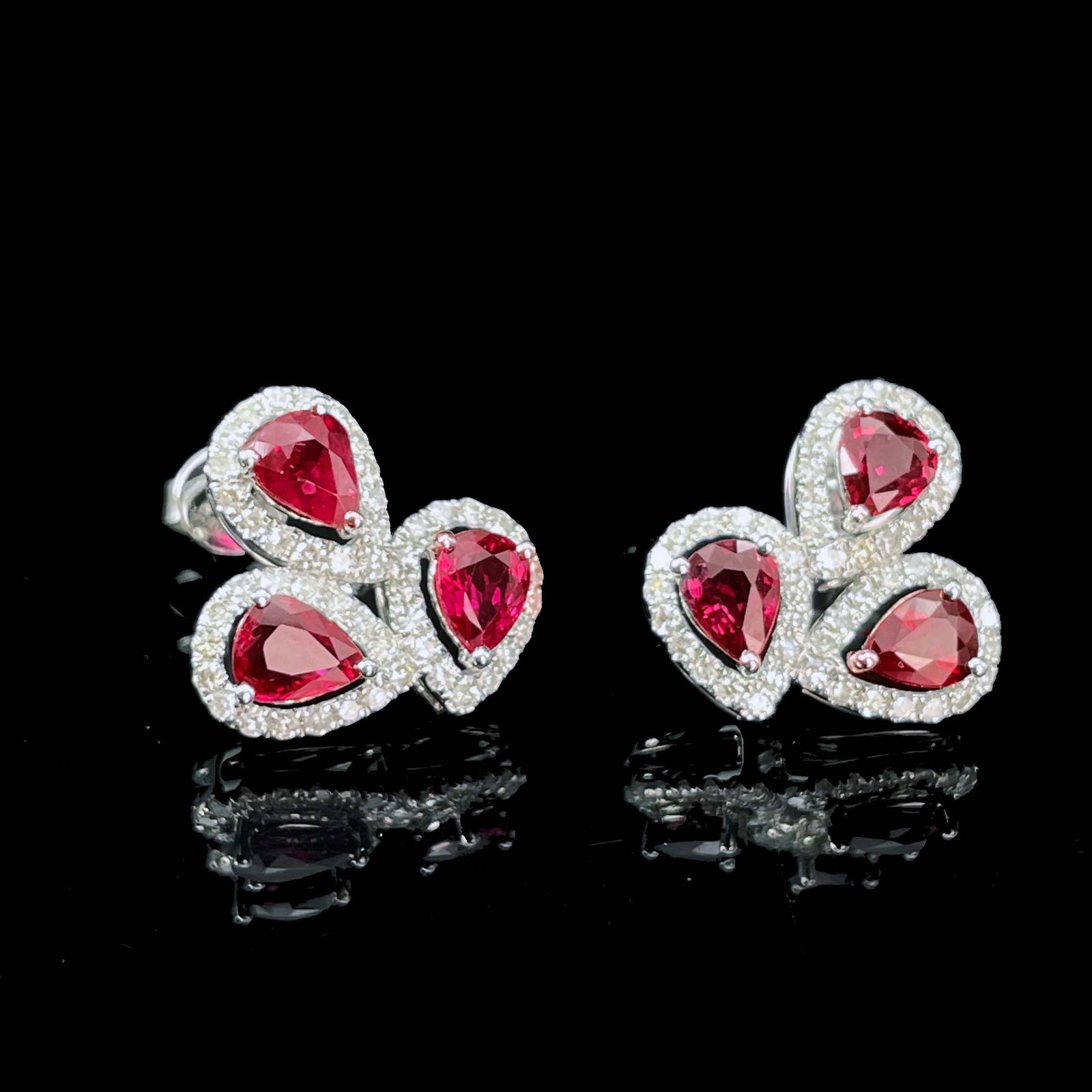 14k Gold 2.94 Ctw Natural Ruby & Diamond Earrings - 2