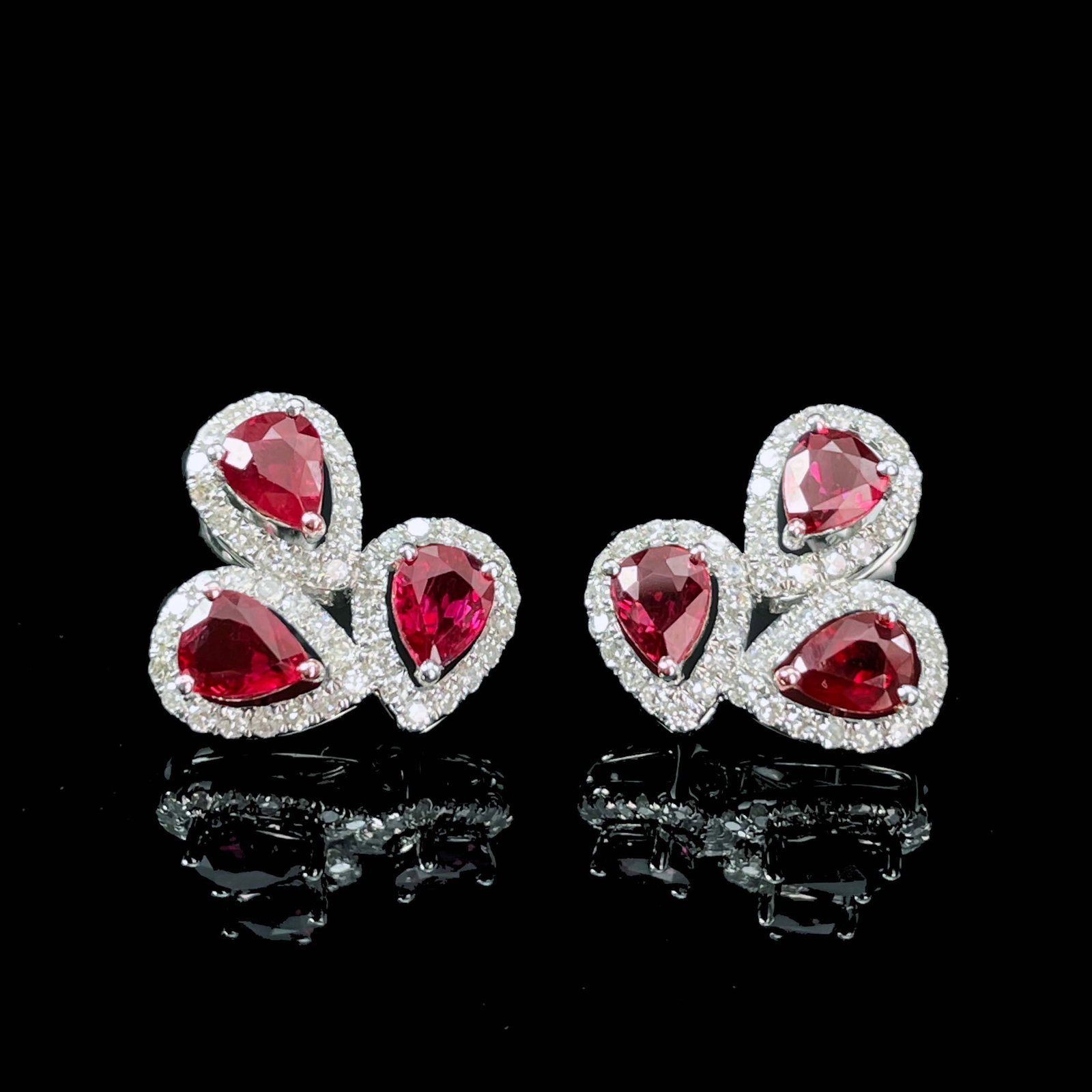 14k Gold 2.94 Ctw Natural Ruby & Diamond Earrings - 5