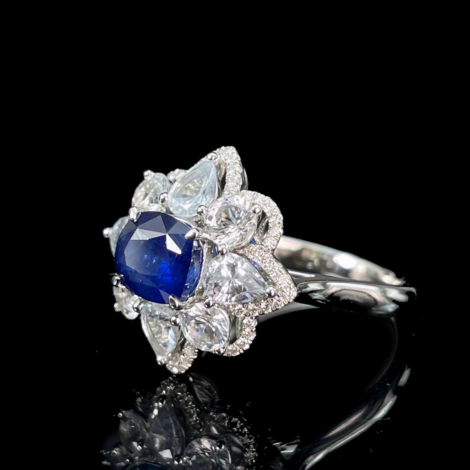 14k Gold 1.98 Ctw Natural Sapphire & Diamond Ring - 3