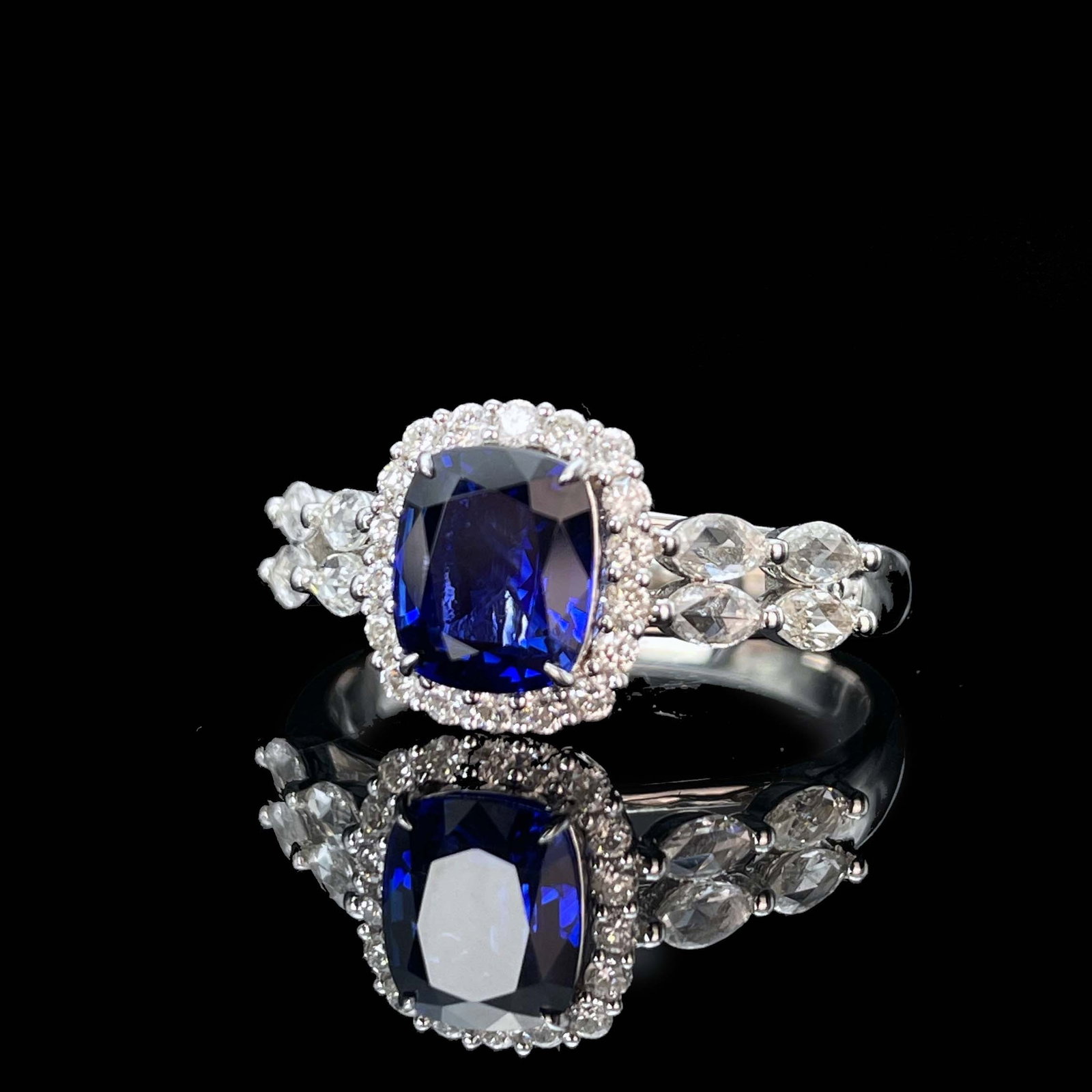 14k Gold 1.52 Ctw Natural Sapphire & Diamond Ring - 2