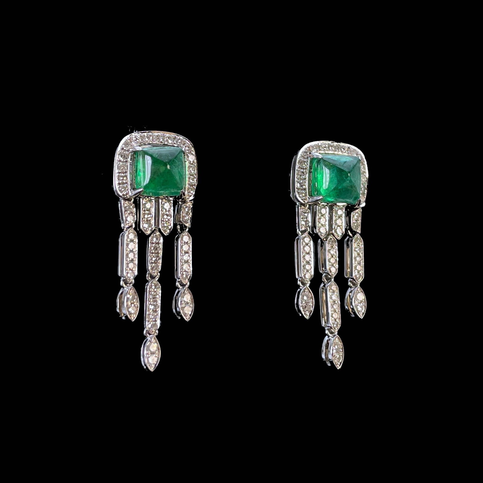14k Gold 2.58 Ctw Natural Emerald & Diamond Earrings - 2