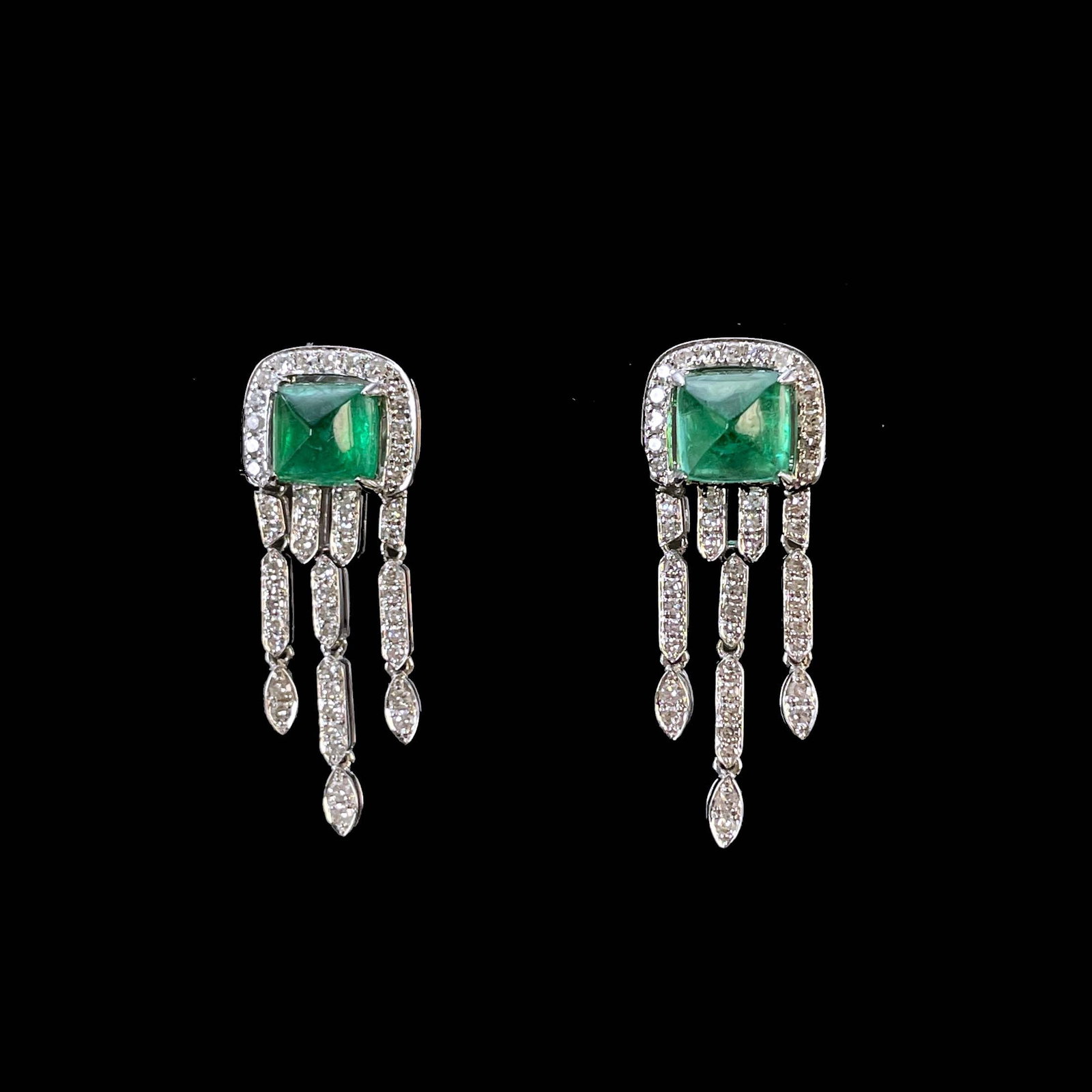 14k Gold 2.58 Ctw Natural Emerald & Diamond Earrings - 3