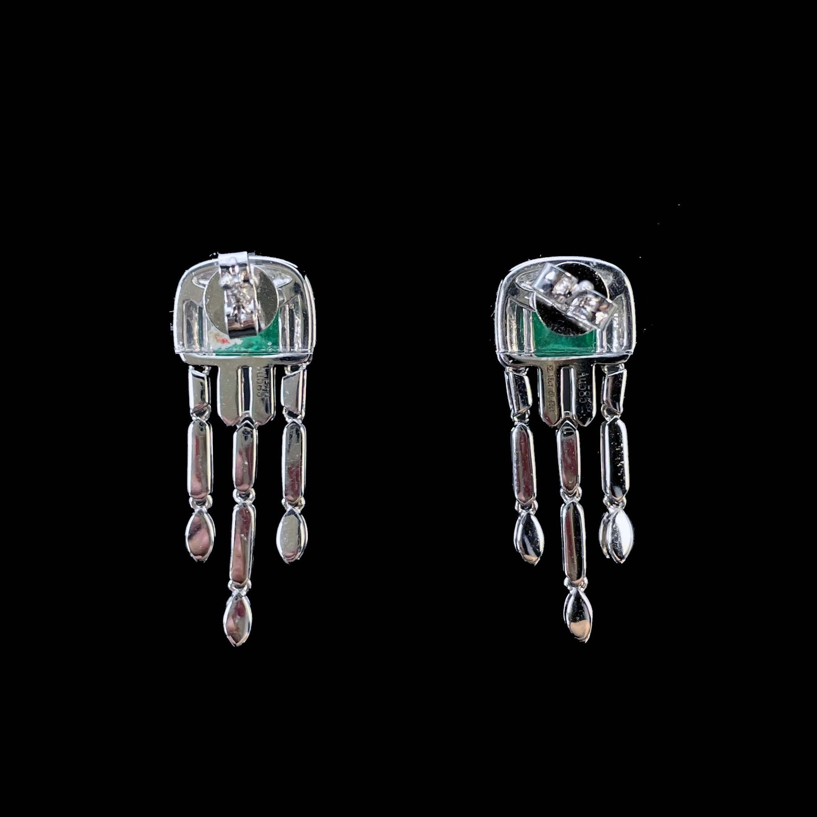 14k Gold 2.58 Ctw Natural Emerald & Diamond Earrings - 4